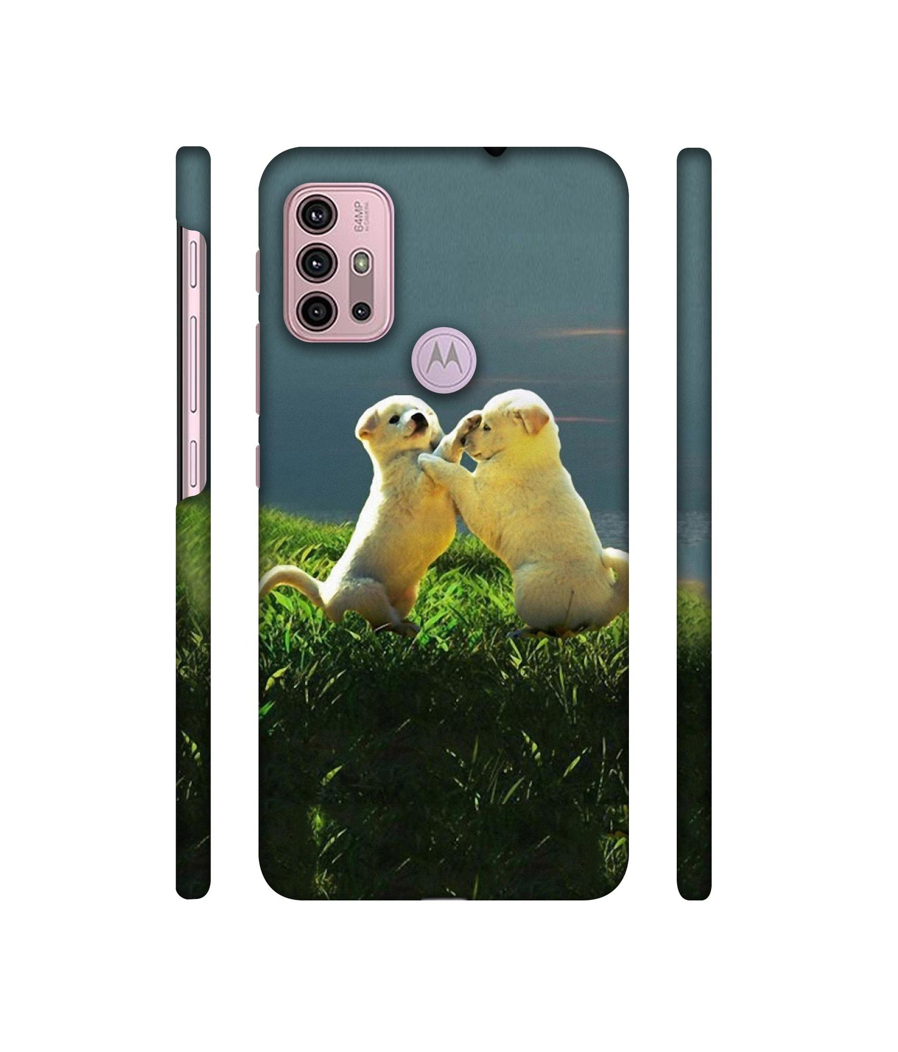 Puppy Couple Sunset Designer Hard Back Cover for Motorola Moto G30 / Moto G10 Power