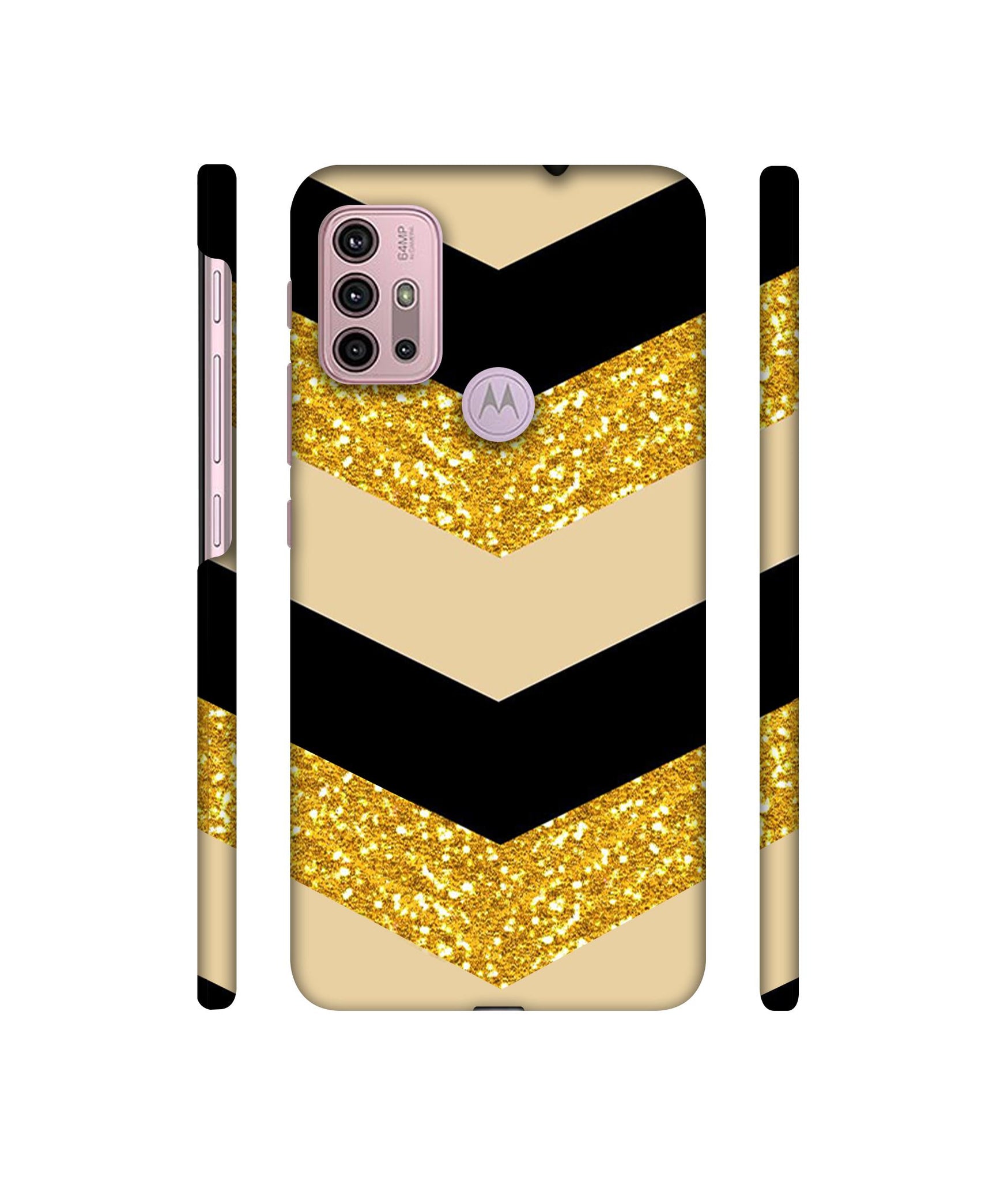 Black & Gold Designer Hard Back Cover for Motorola Moto G30 / Moto G10 Power