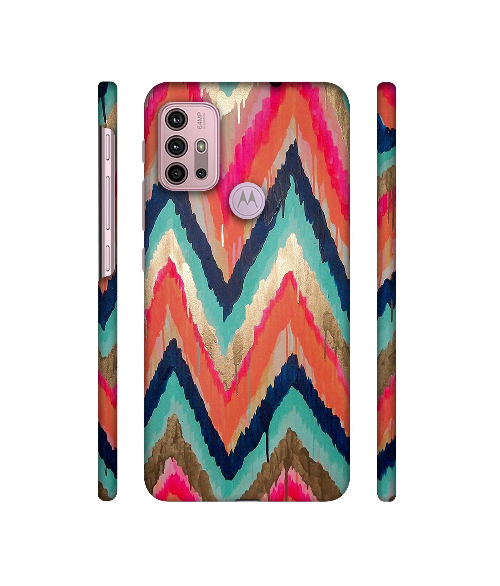 Colorful Zig-Zag Lines Art Designer Hard Back Cover for Motorola Moto G30 / Moto G10 Power