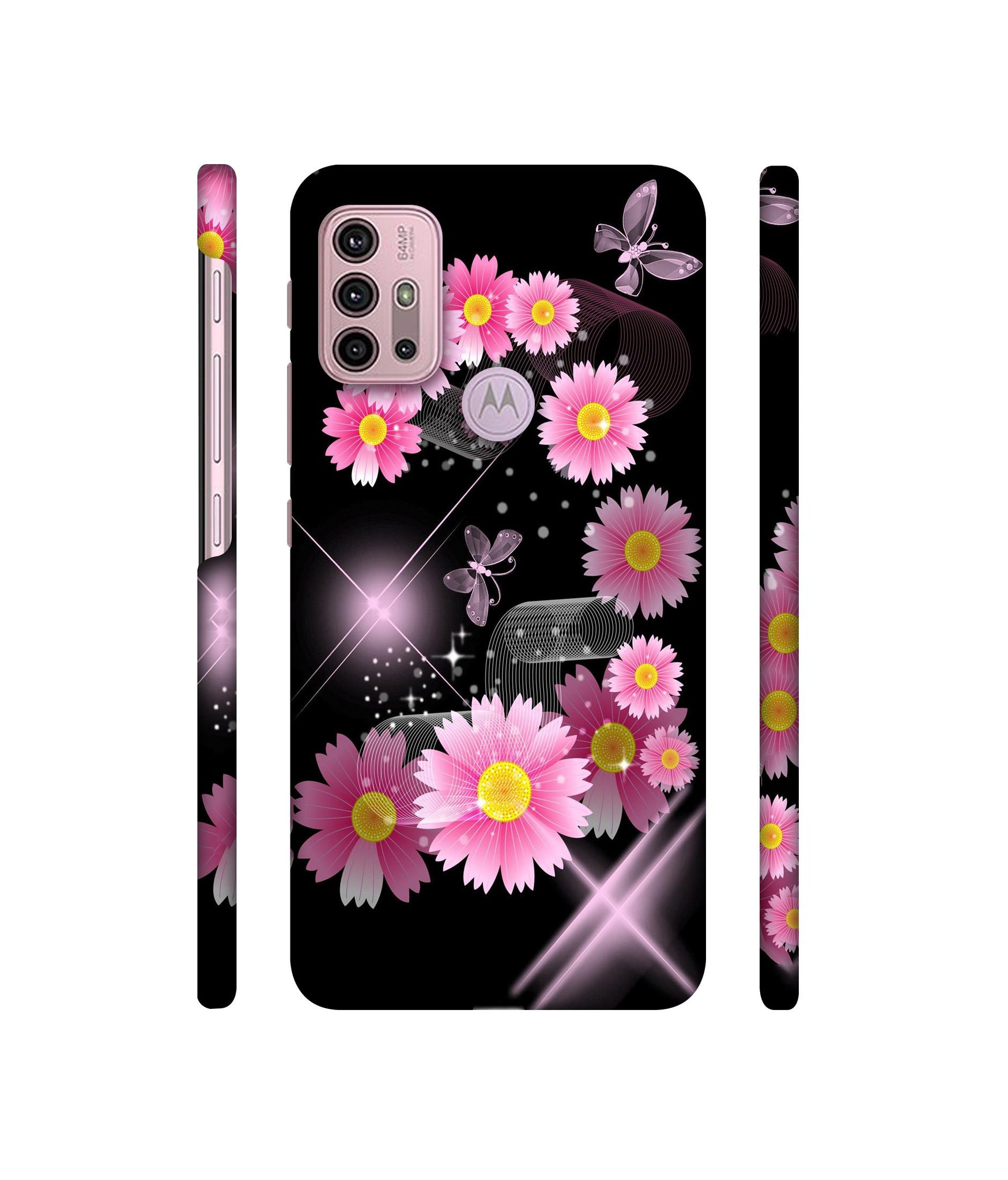 Pink Flower Designer Hard Back Cover for Motorola Moto G30 / Moto G10 Power