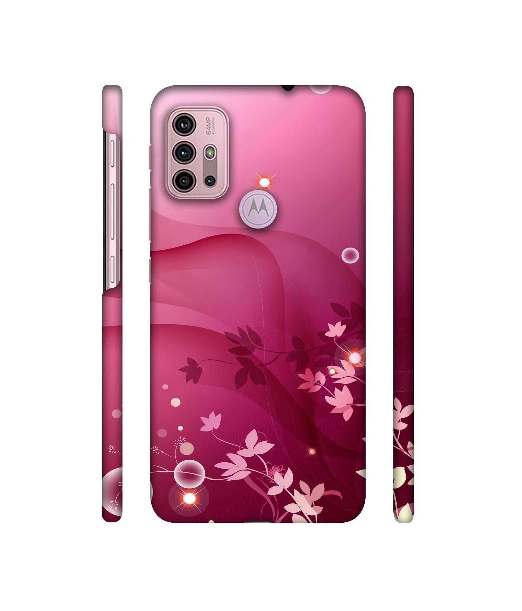 Pink Abstract Designer Hard Back Cover for Motorola Moto G30 / Moto G10 Power