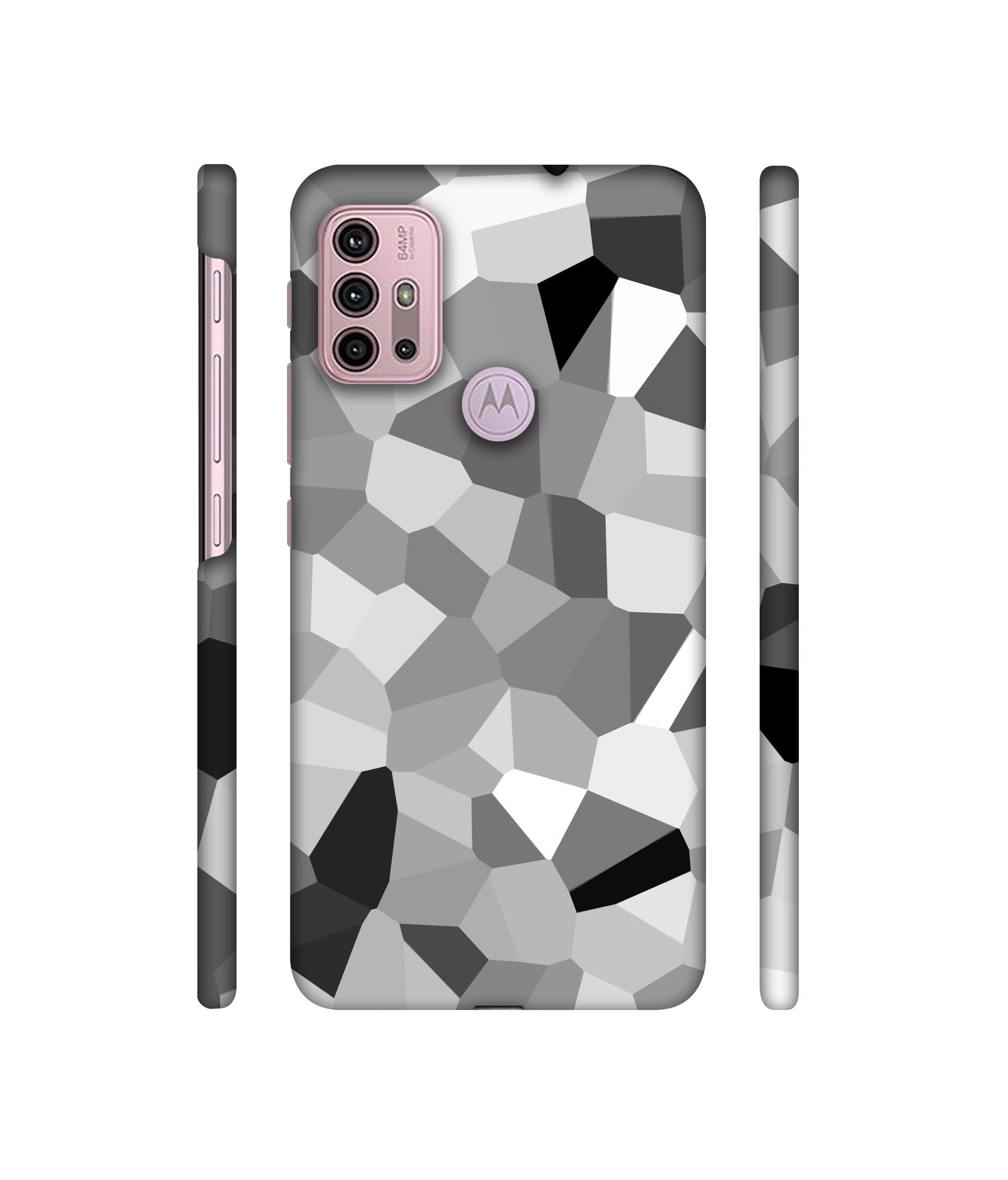 Black & White Mathematical Shape Designer Hard Back Cover for Motorola Moto G30 / Moto G10 Power