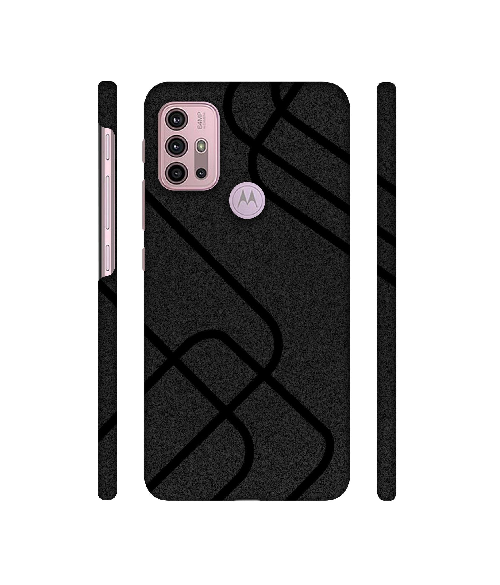 Zig-Zag Black Line Designer Hard Back Cover for Motorola Moto G30 / Moto G10 Power