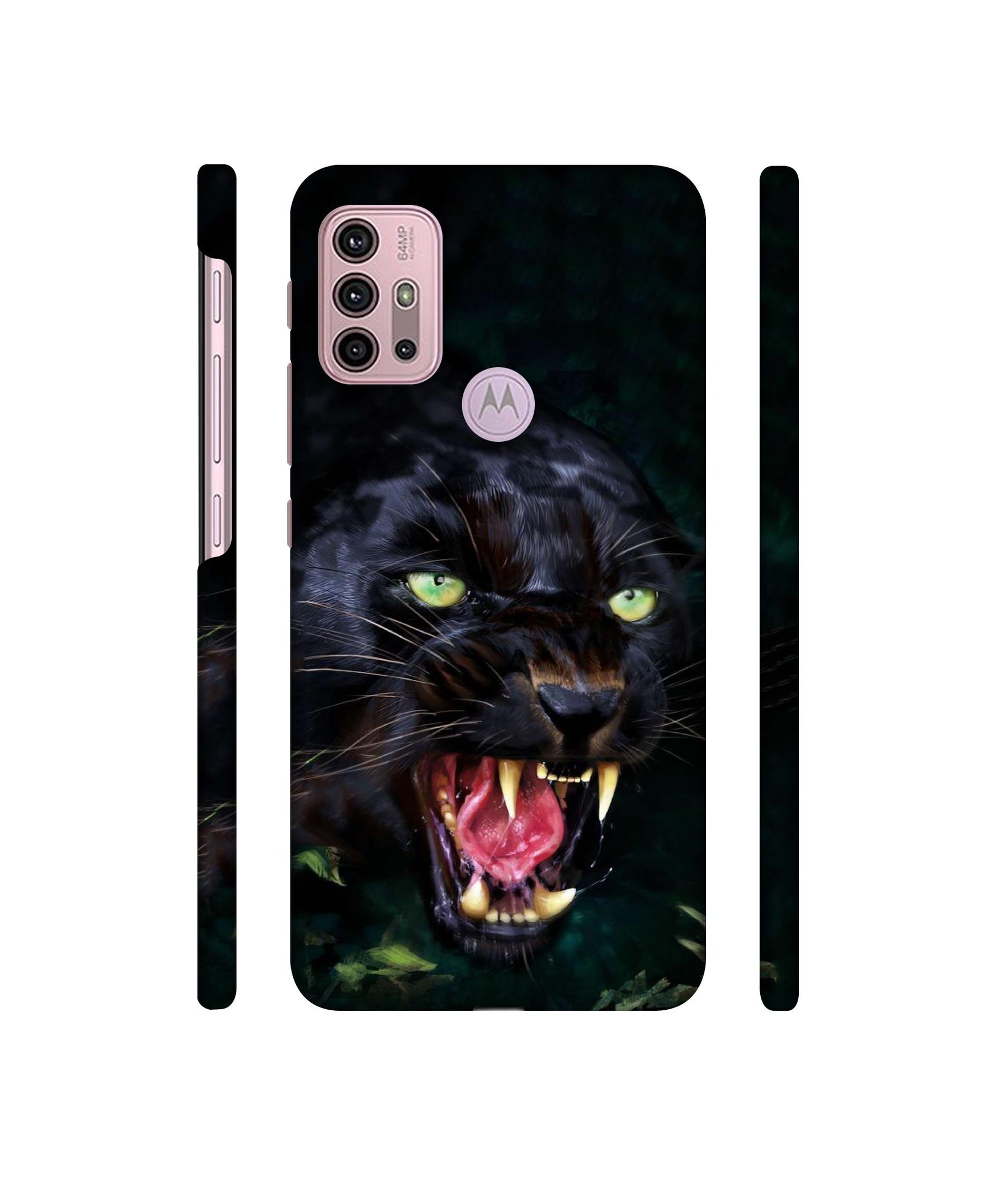 Angry Black Tiger Face Designer Hard Back Cover for Motorola Moto G30 / Moto G10 Power