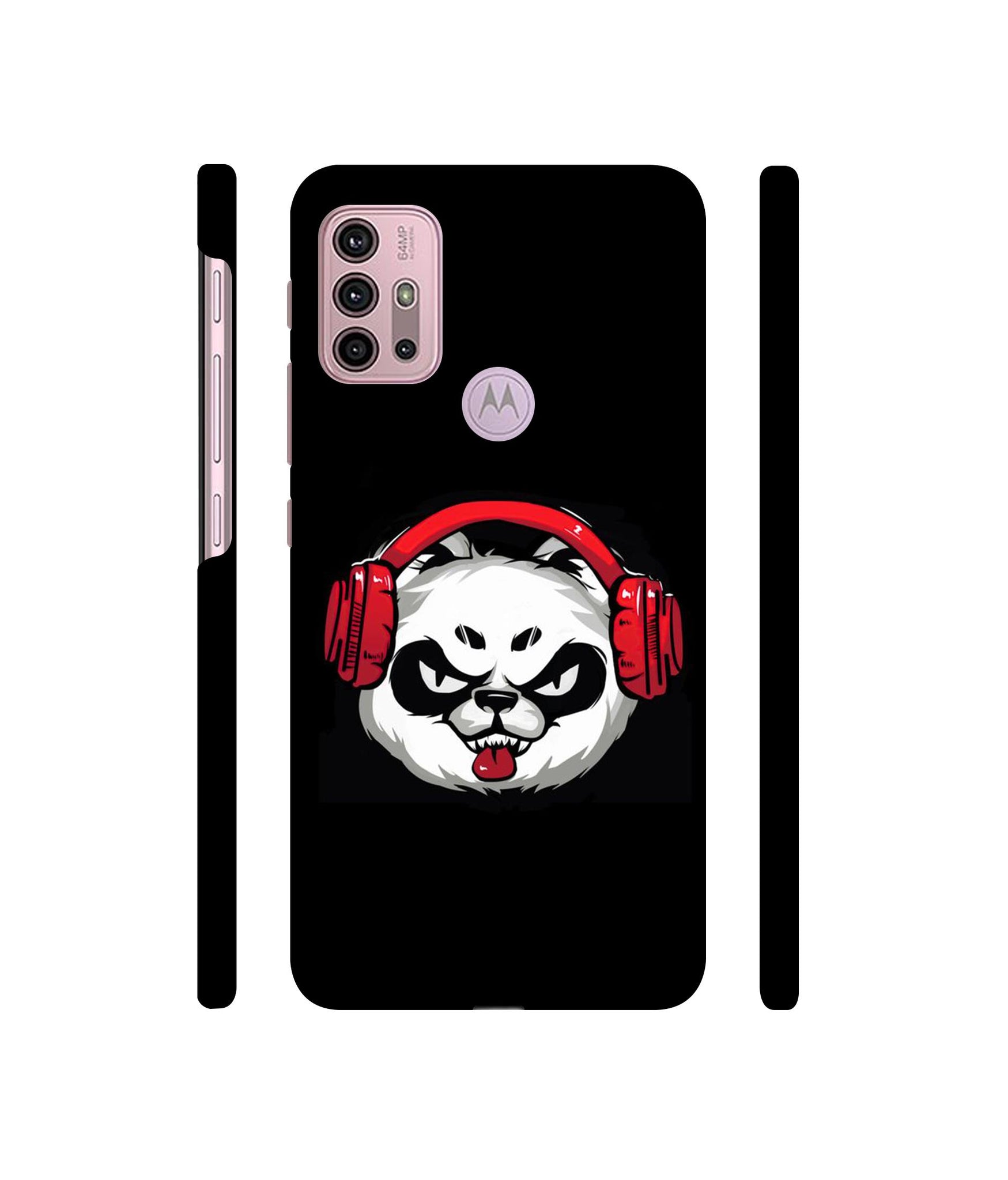 Panda With Headphone Designer Hard Back Cover for Motorola Moto G30 / Moto G10 Power