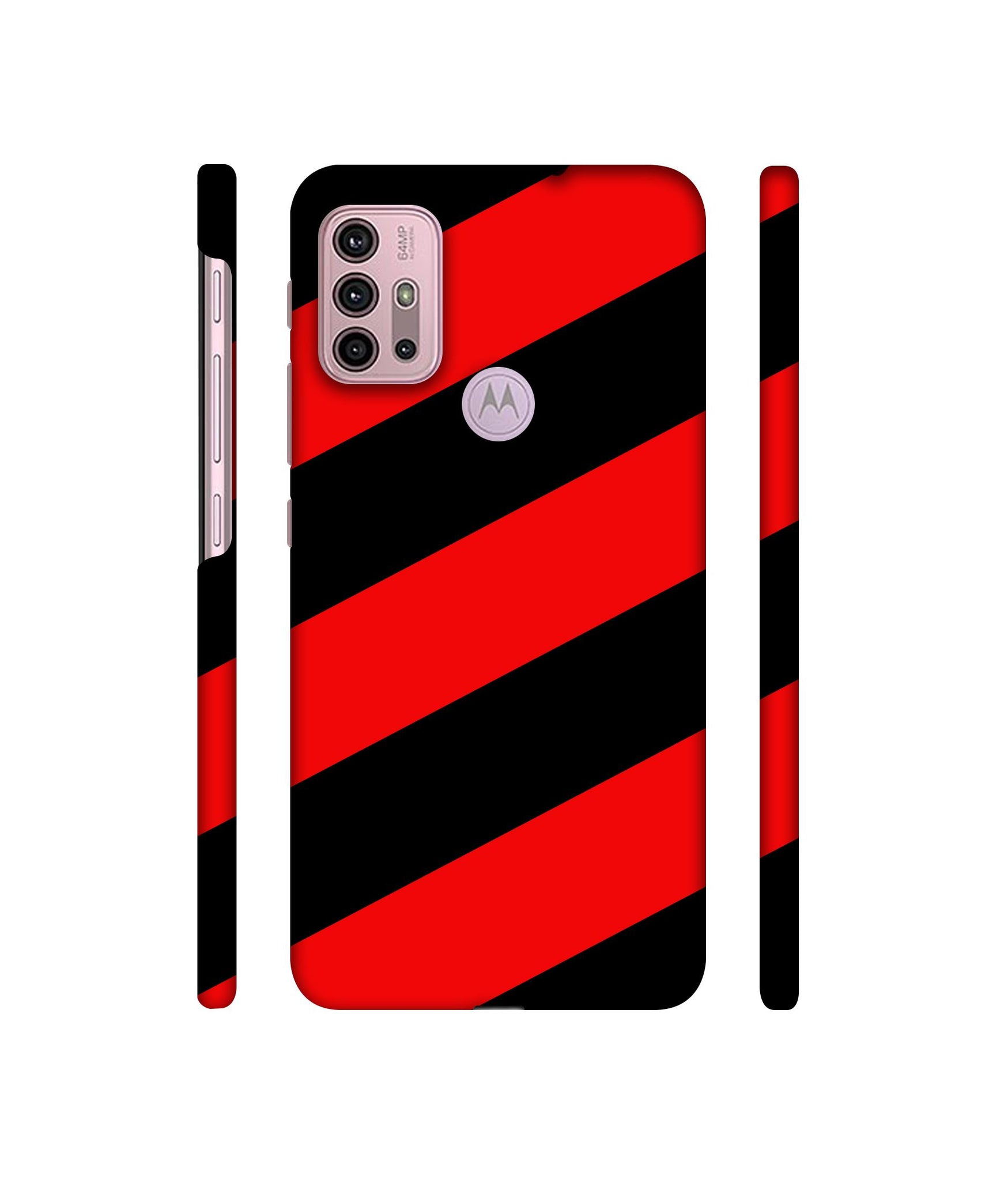Red and Black Line Designer Hard Back Cover for Motorola Moto G30 / Moto G10 Power