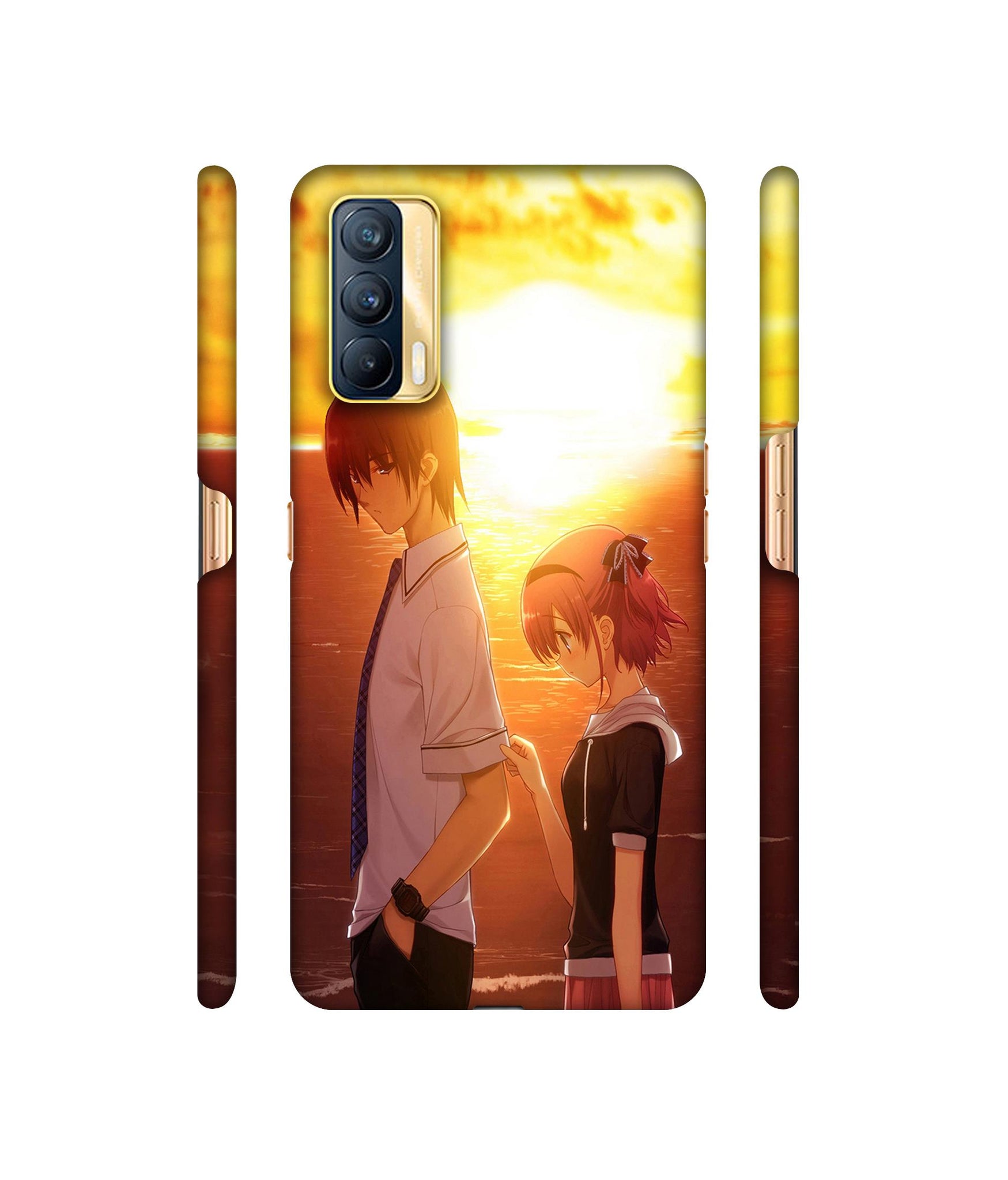 Girl Boy Sunset Sea Designer Hard Back Cover for Realme X7 5G