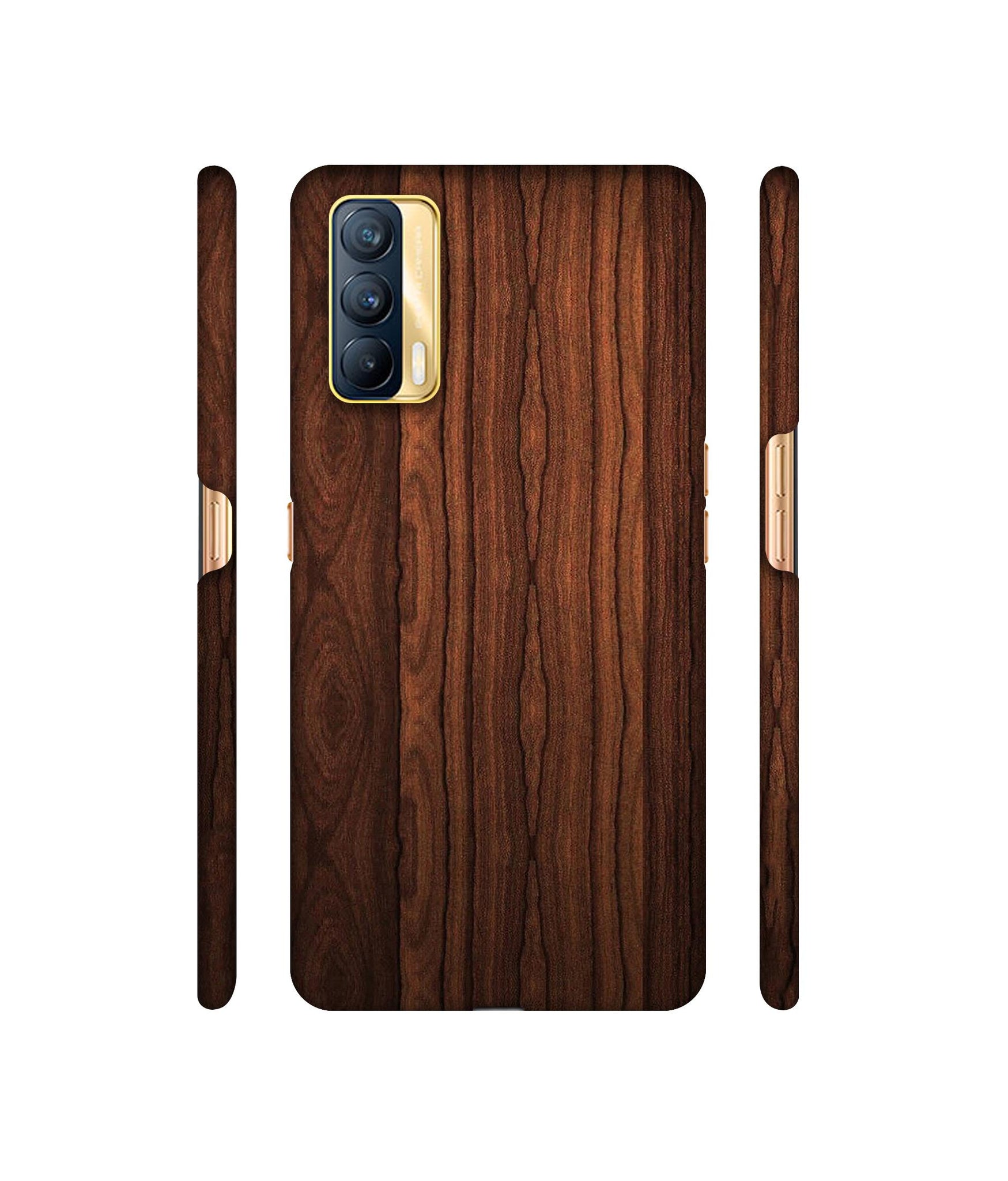 Brown Wooden Texture Designer Hard Back Cover for Realme X7 5G