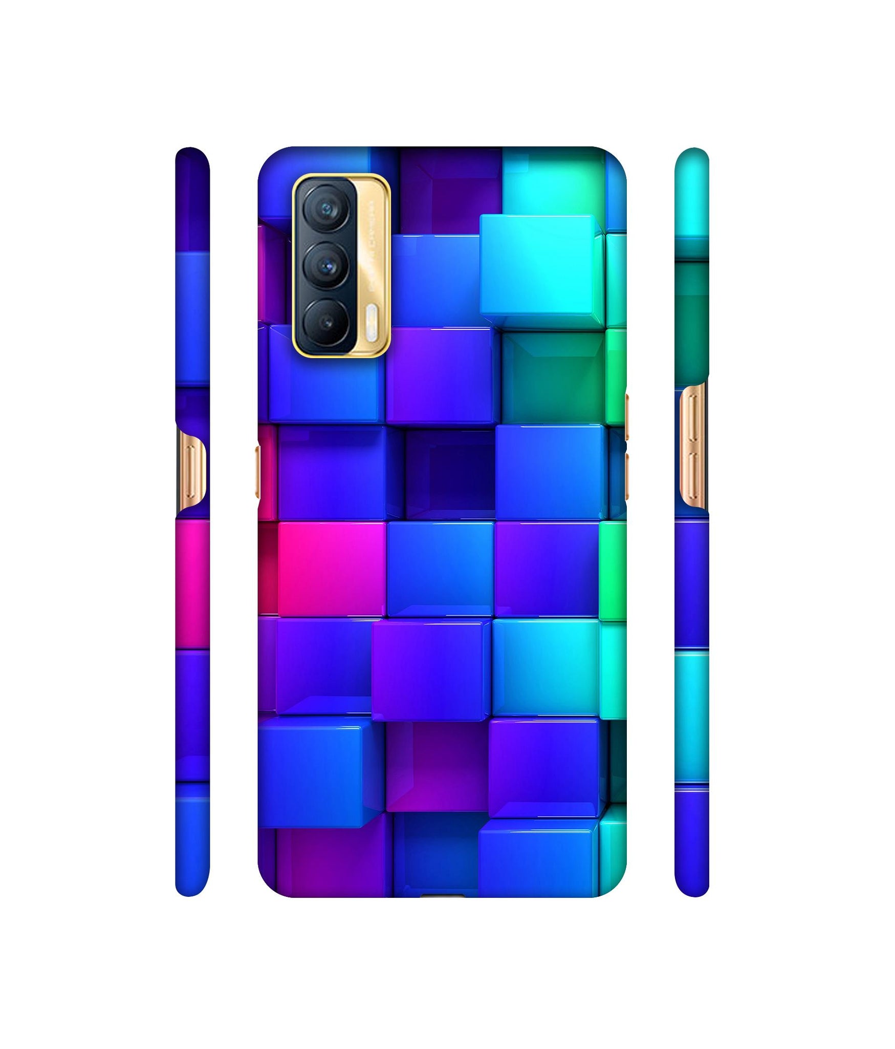 Blocks Rainbow 3D Graphics Designer Hard Back Cover for Realme X7 5G