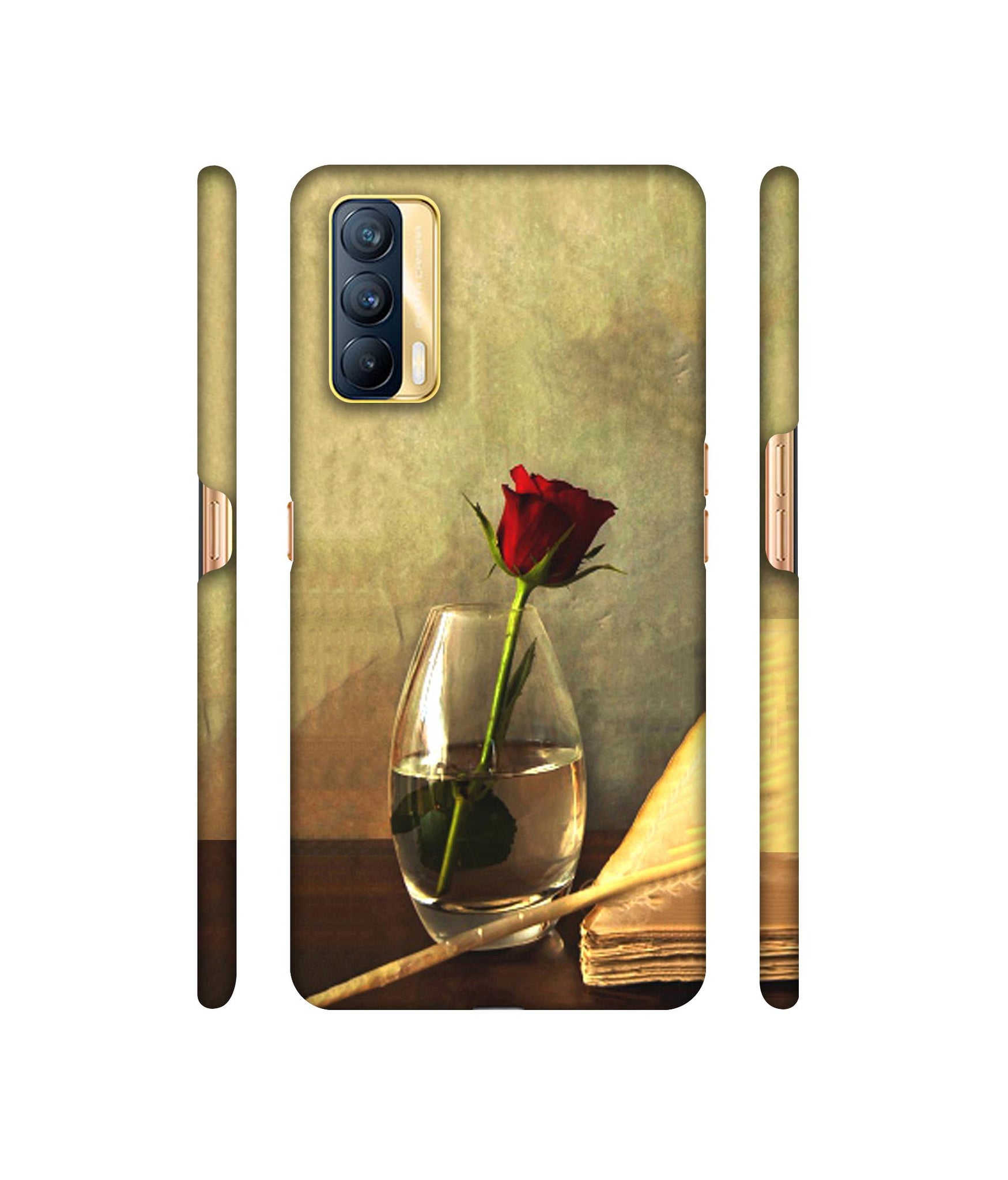 Red Rose in Glass Designer Hard Back Cover for Realme X7 5G