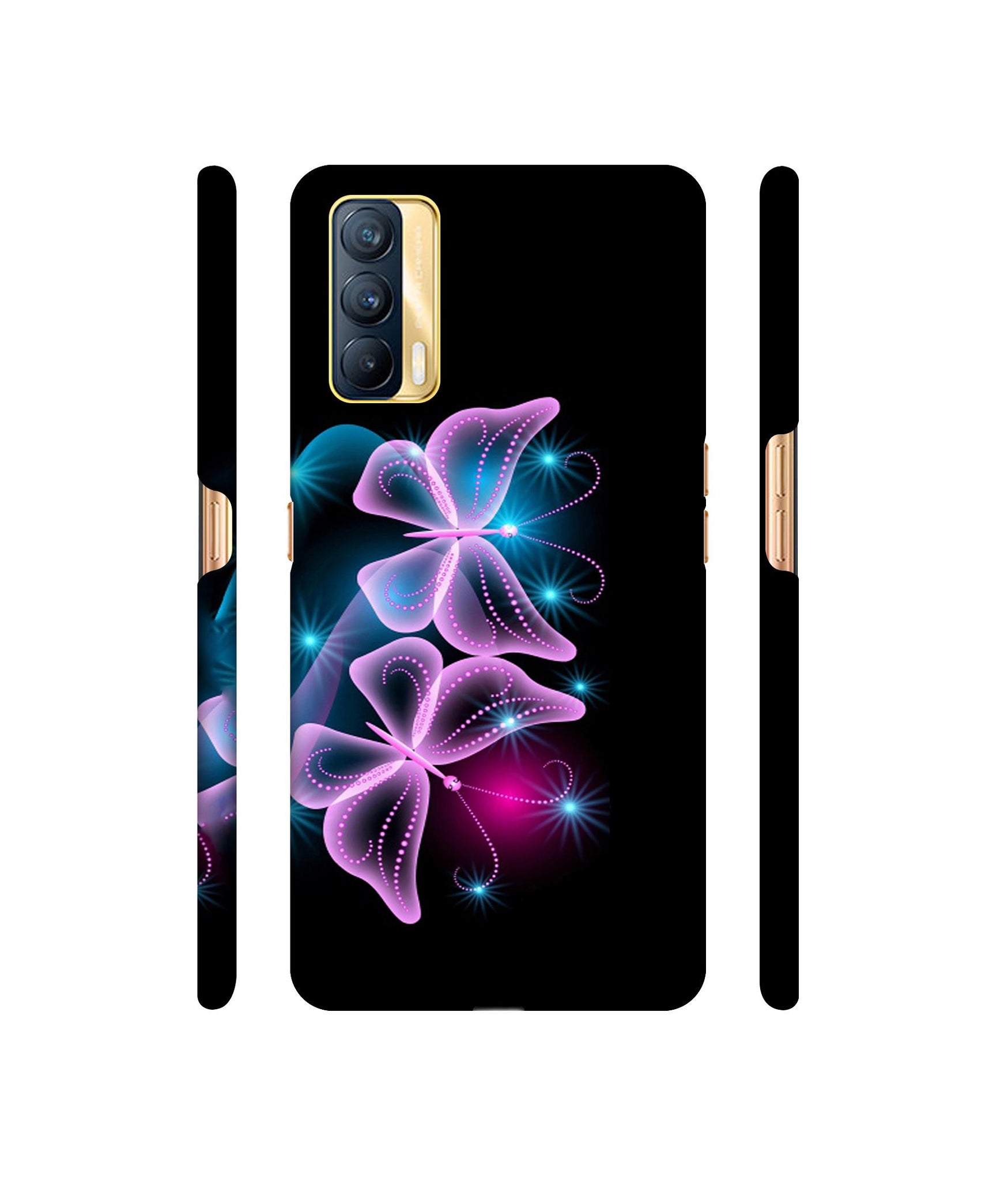 Butterflies Neon Light Designer Hard Back Cover for Realme X7 5G