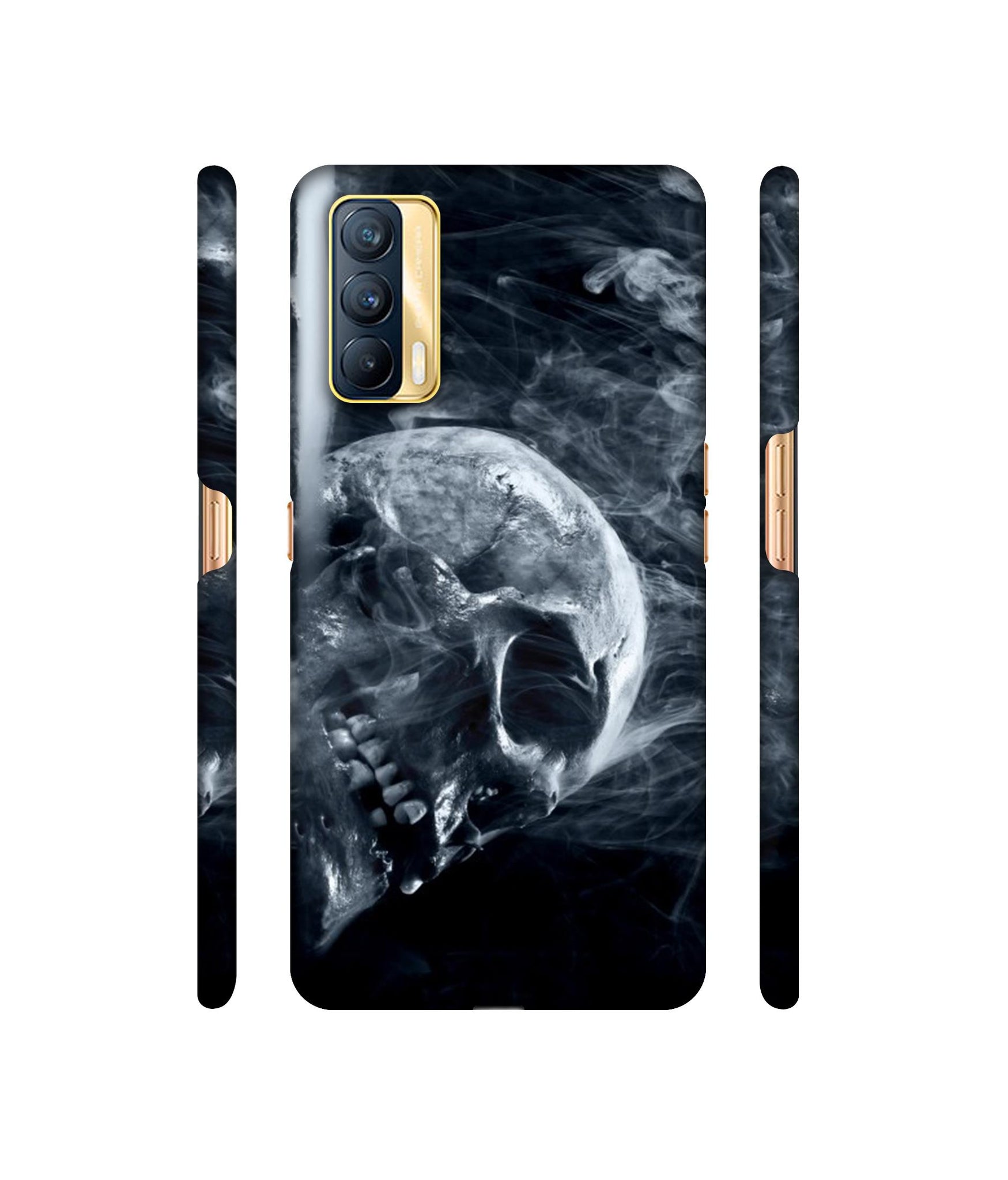 Skull Smoke Blue Scary Death Designer Hard Back Cover for Realme X7 5G