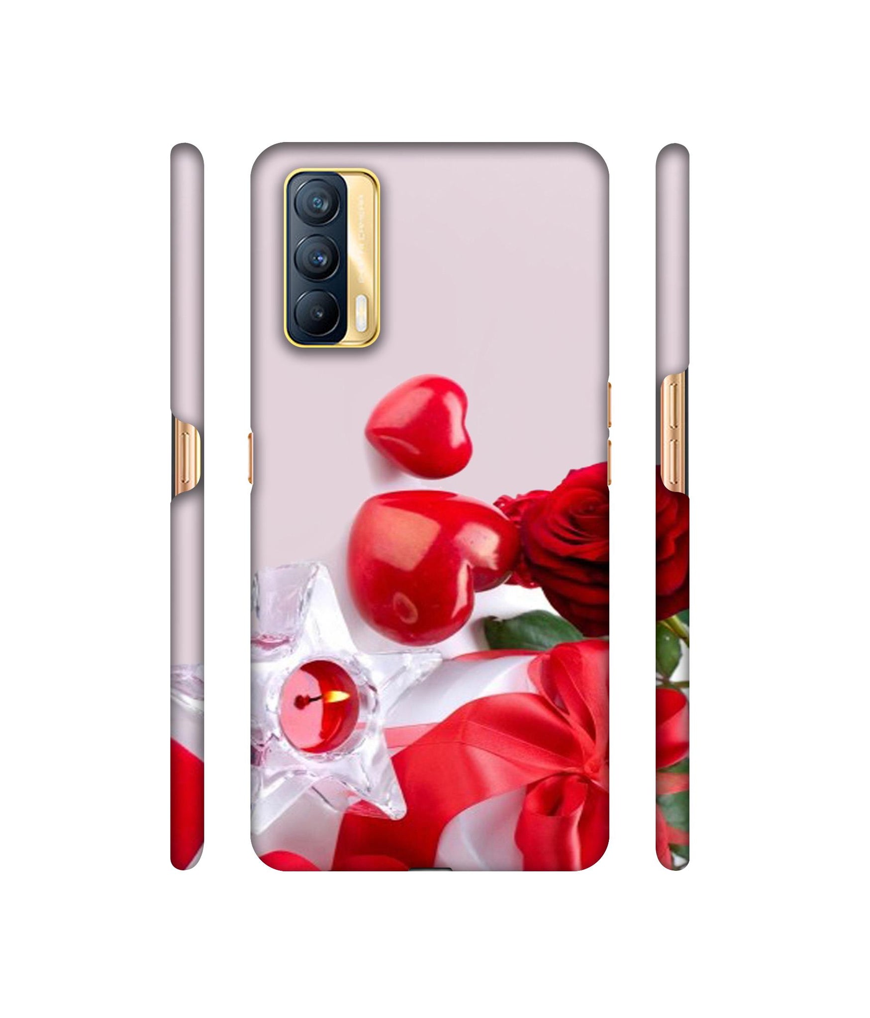 Red Rose Heart Valentines Couple Designer Hard Back Cover for Realme X7 5G