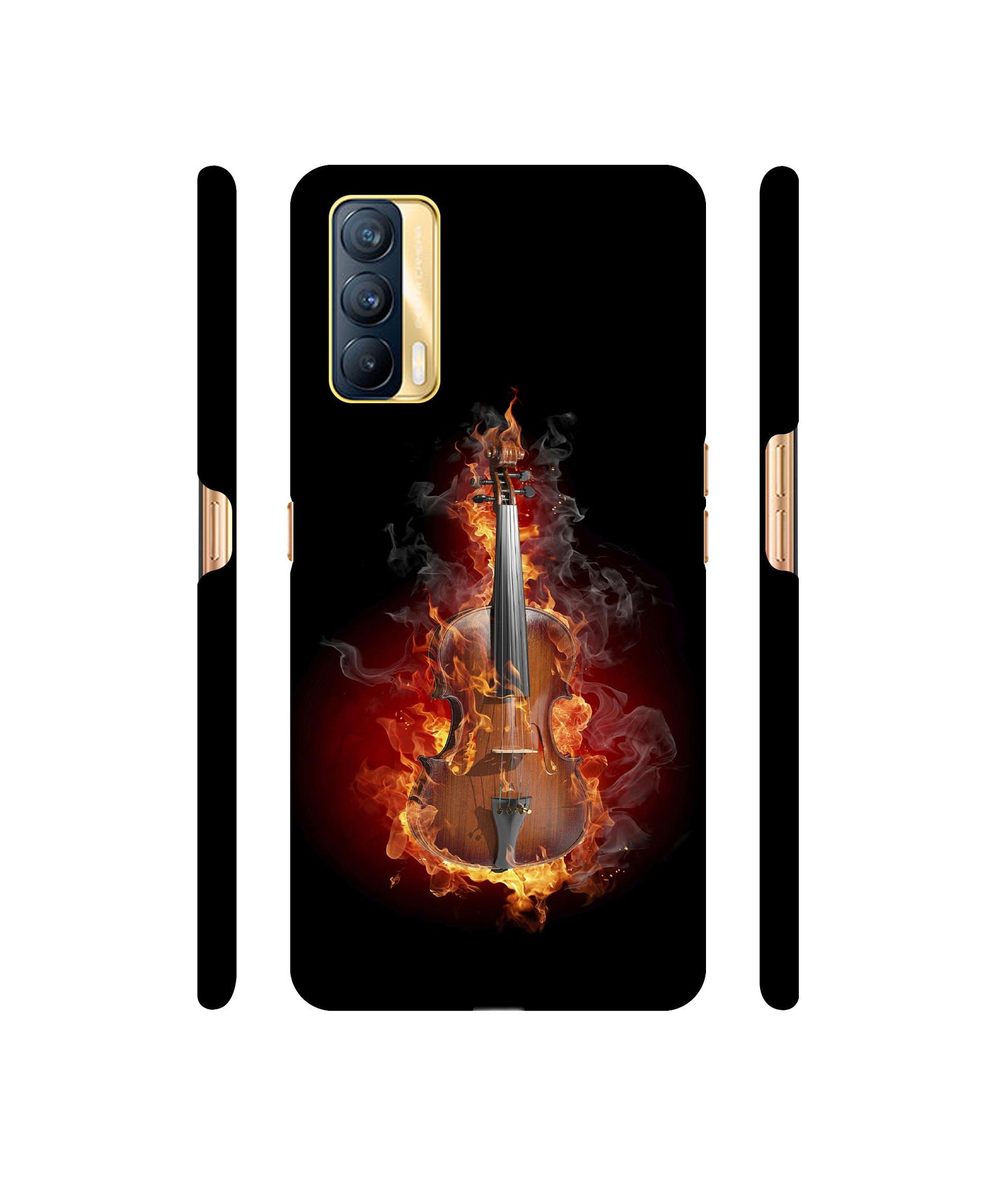 Burning Violin Designer Hard Back Cover for Realme X7 5G