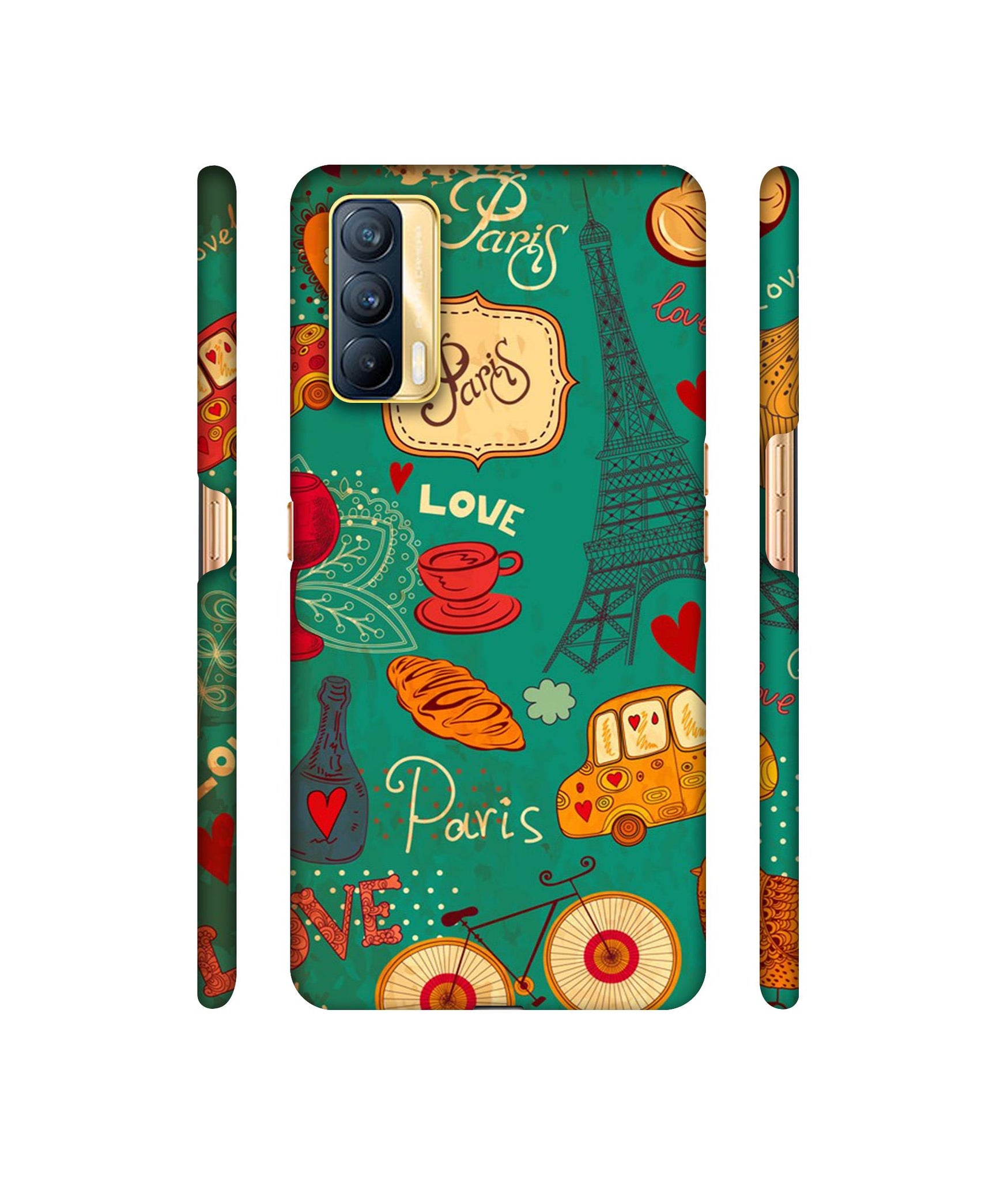 Paris Love Print Designer Hard Back Cover for Realme X7 5G