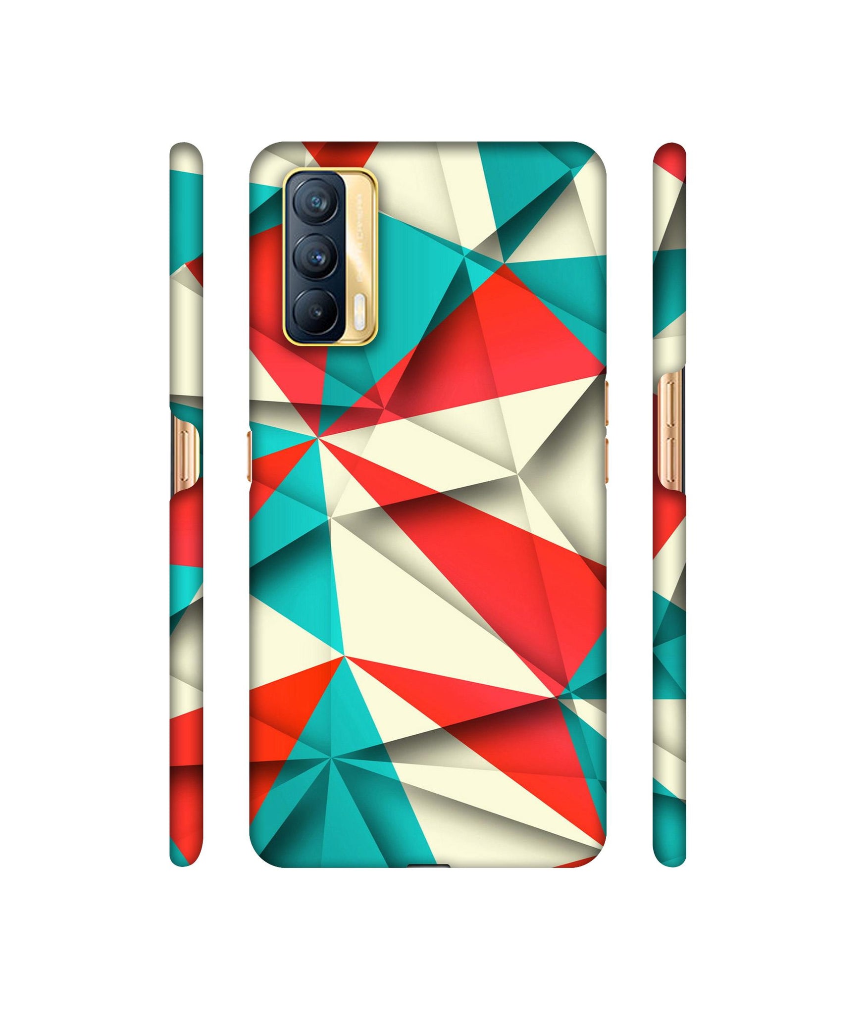Red Blue White Pattern Designer Hard Back Cover for Realme X7 5G
