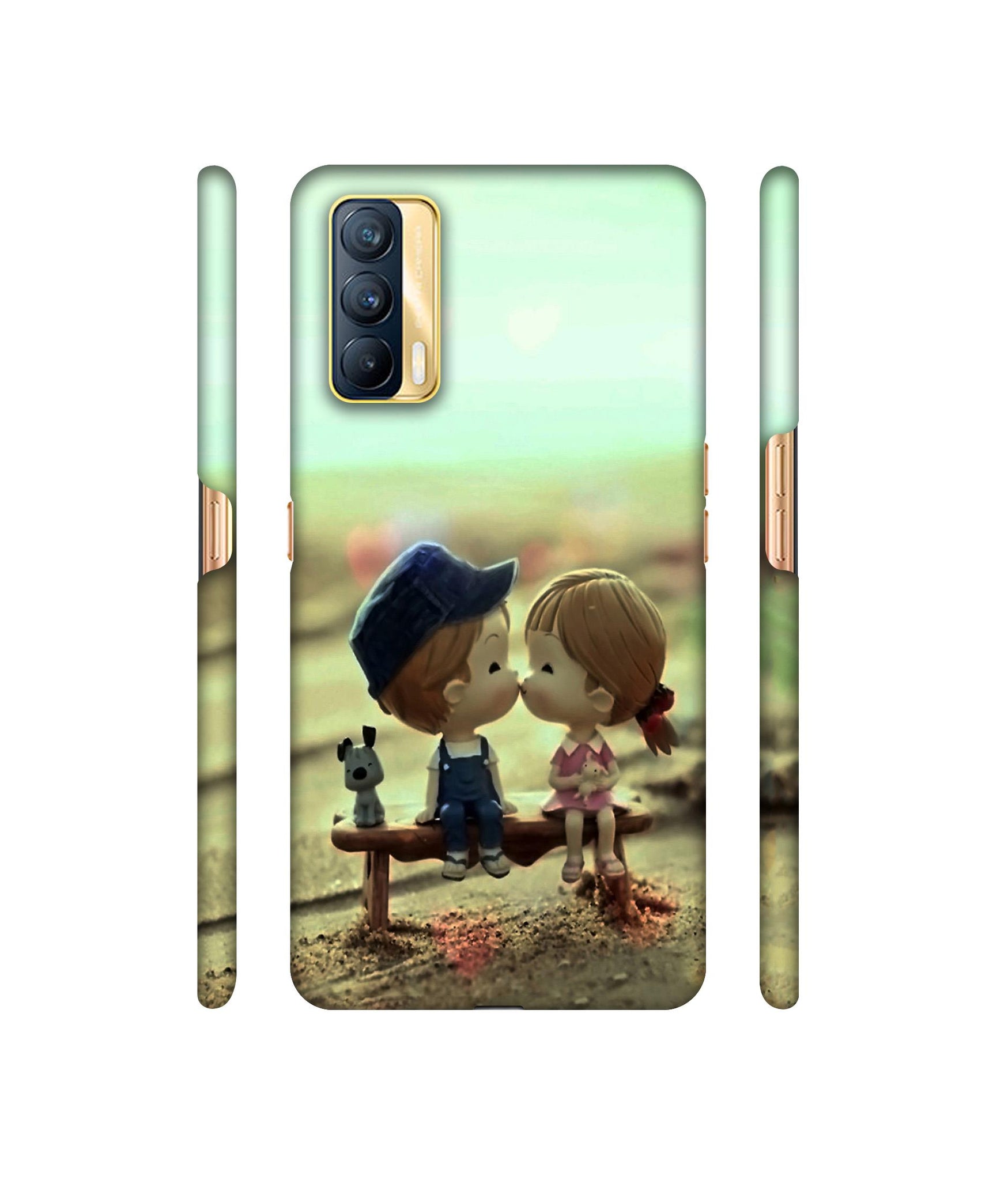 Love Couples Pattern Designer Hard Back Cover for Realme X7 5G