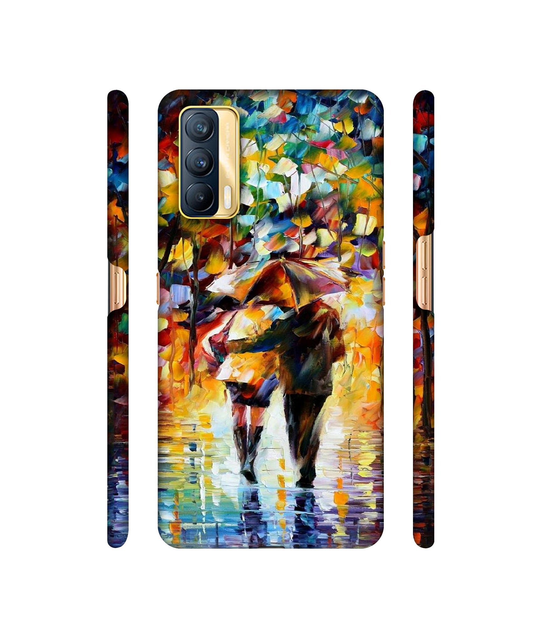 Paint Couple Pattern Designer Hard Back Cover for Realme X7 5G