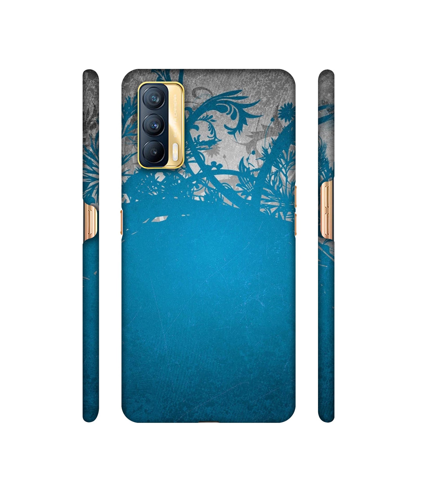Blue Floral Pattern Designer Hard Back Cover for Realme X7 5G