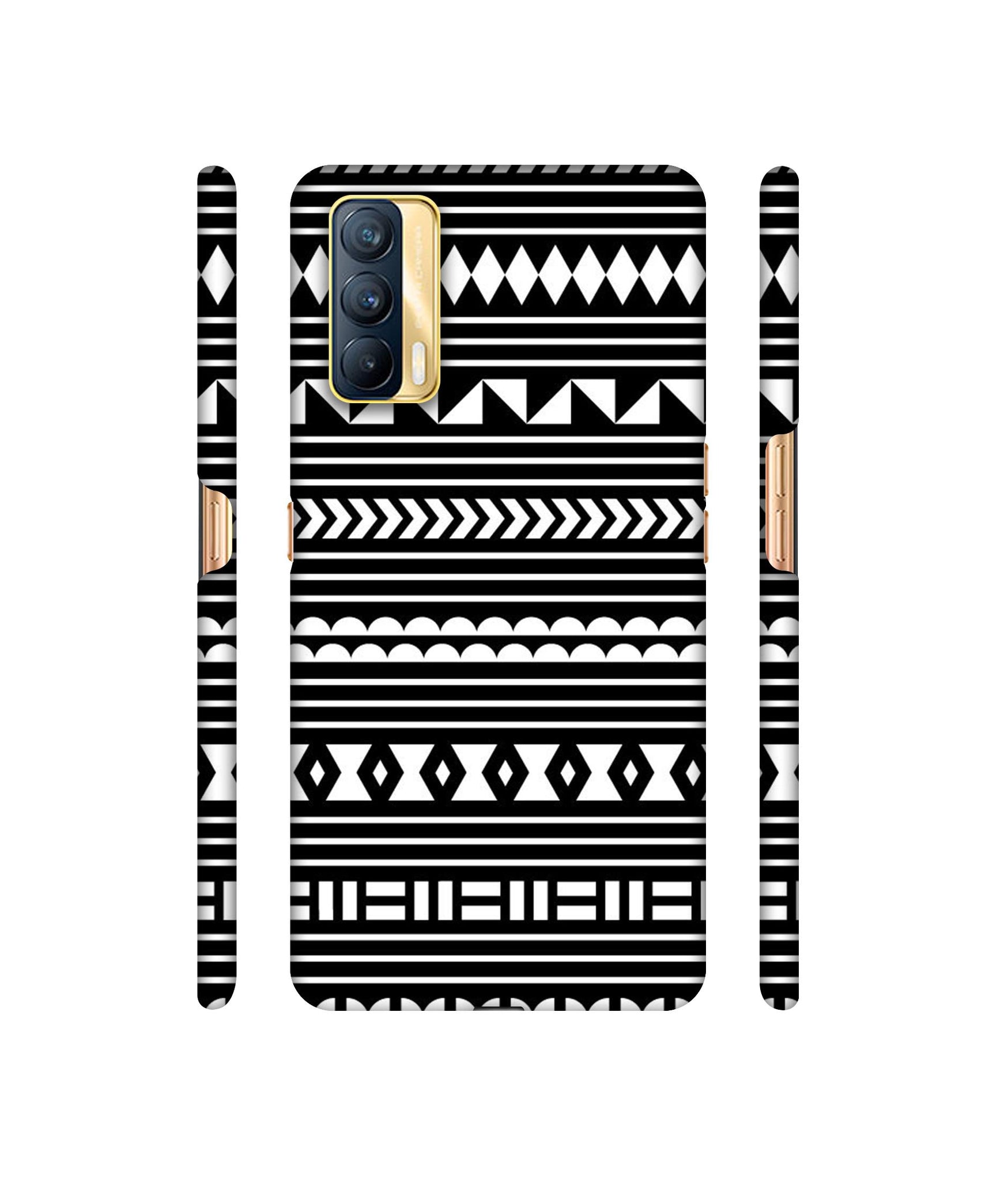 Black Pattern Designer Hard Back Cover for Realme X7 5G