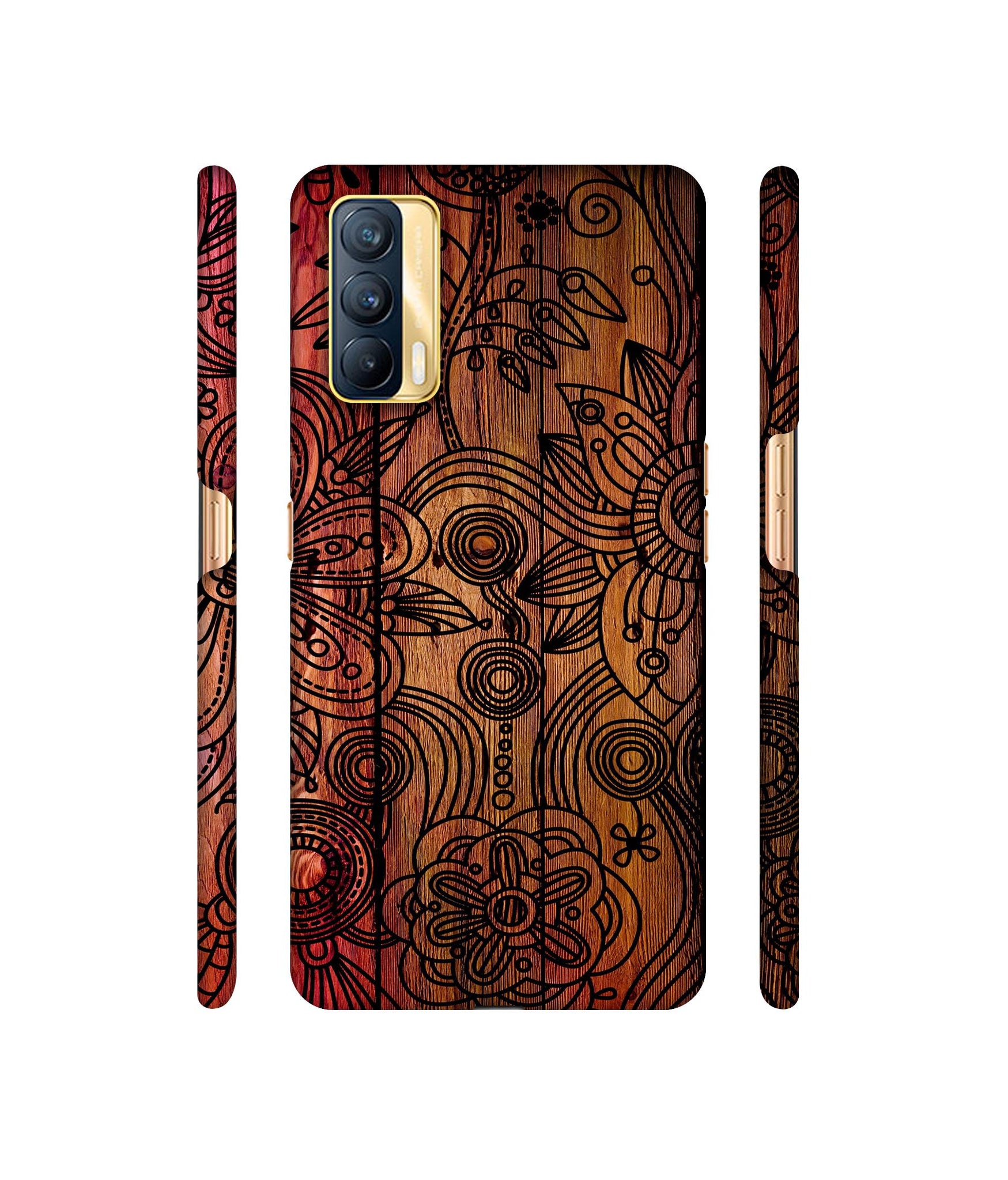 Dark Wooden Background Designer Hard Back Cover for Realme X7 5G