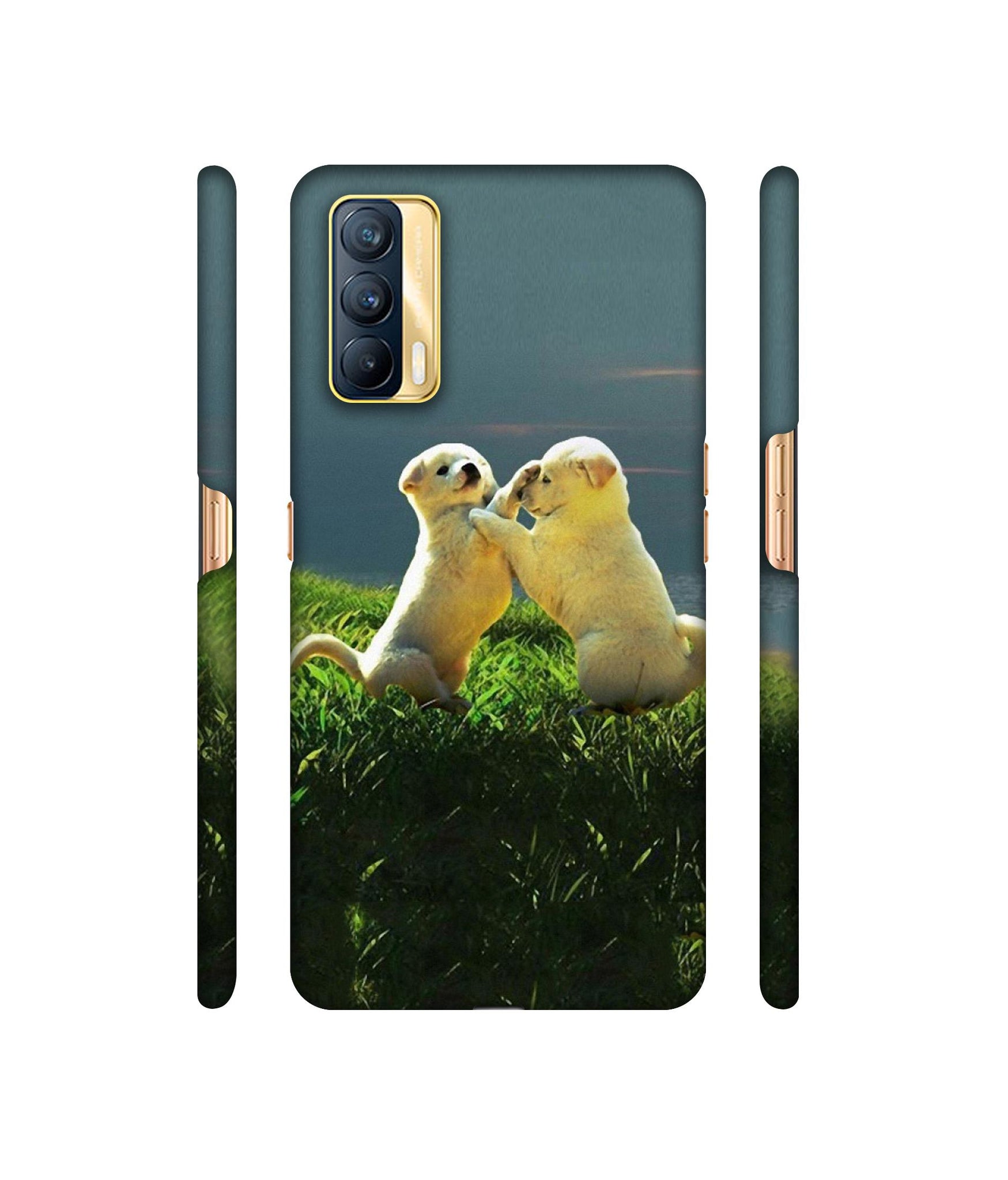 Puppy Couple Sunset Designer Hard Back Cover for Realme X7 5G