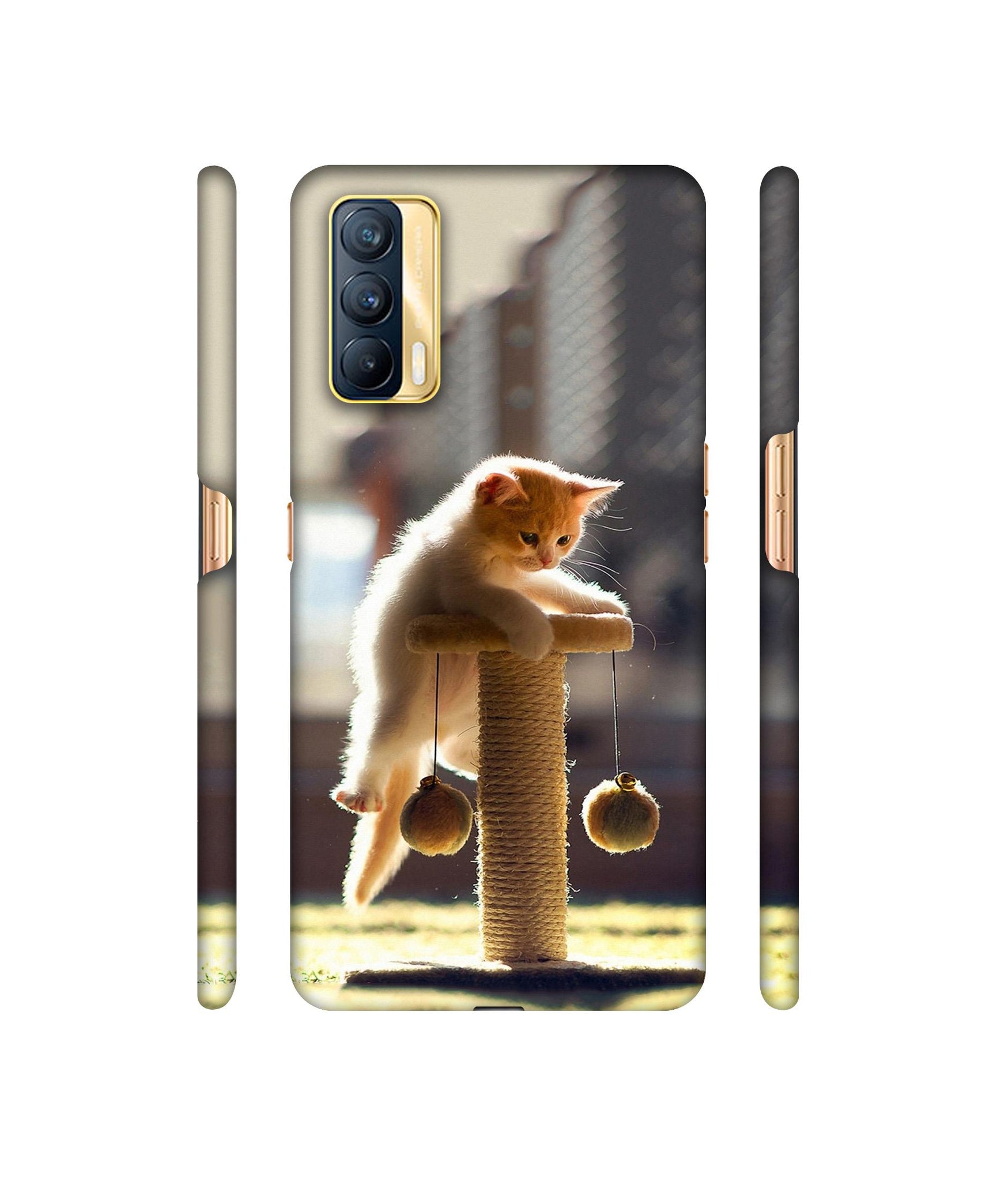 Cat Climbing Designer Hard Back Cover for Realme X7 5G