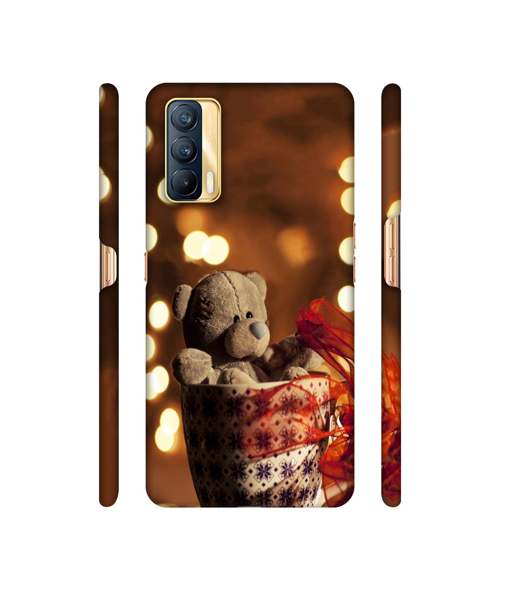 Teddy In Cup Designer Hard Back Cover for Realme X7 5G