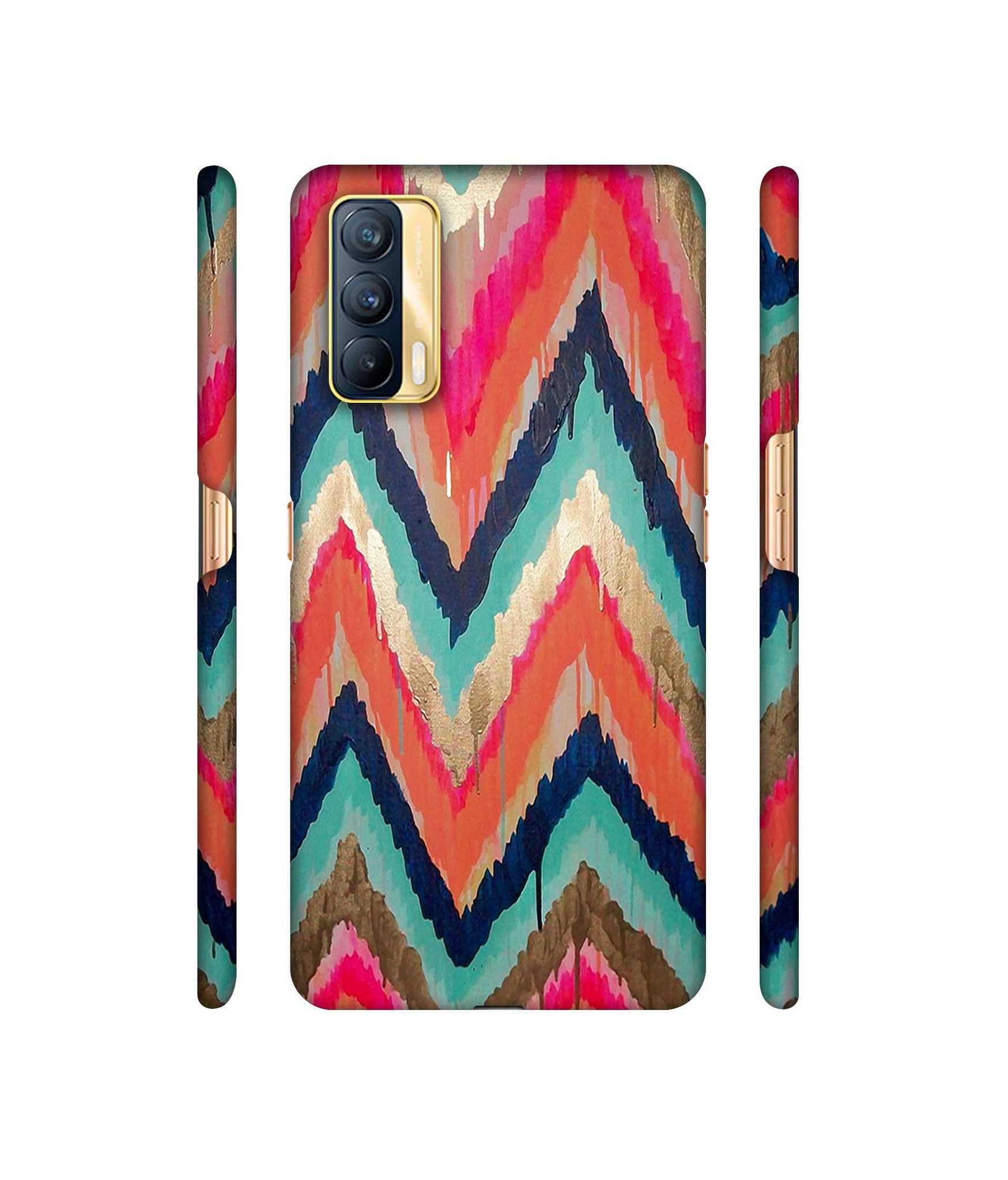 Colorful Zig-Zag Lines Art Designer Hard Back Cover for Realme X7 5G