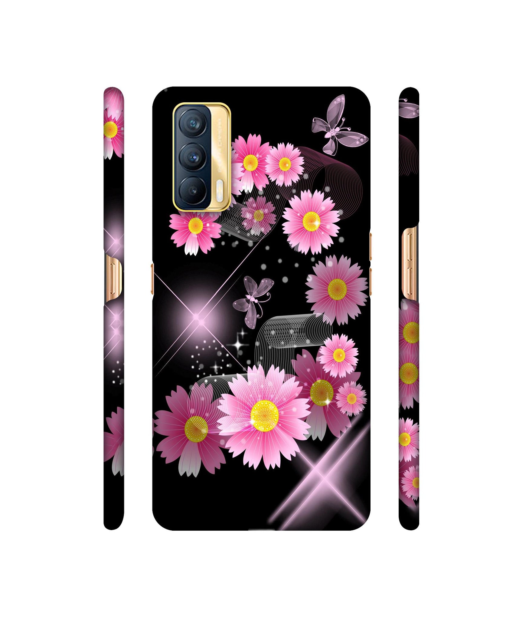 Pink Flower Designer Hard Back Cover for Realme X7 5G
