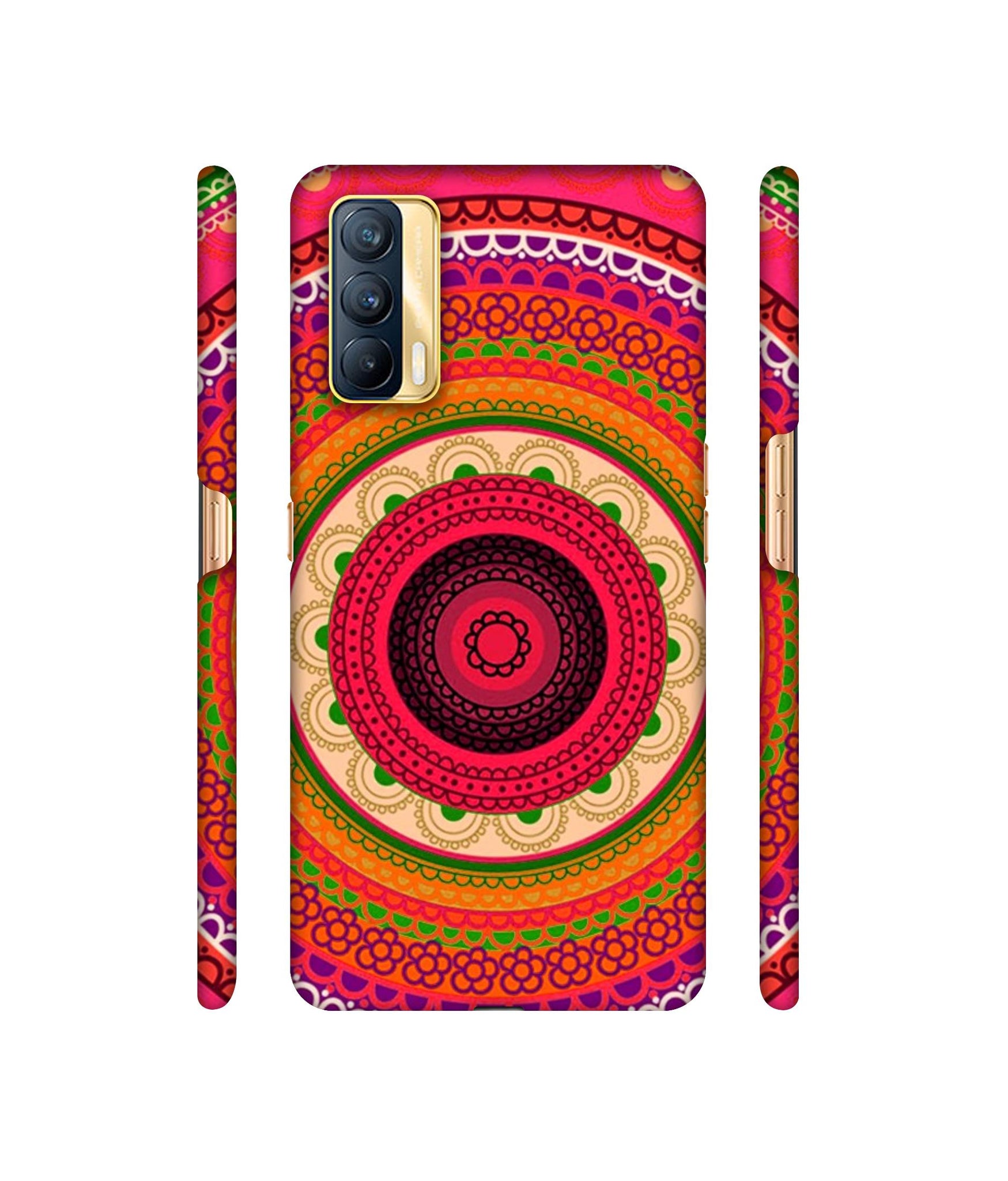 Round Rangoli Designer Hard Back Cover for Realme X7 5G
