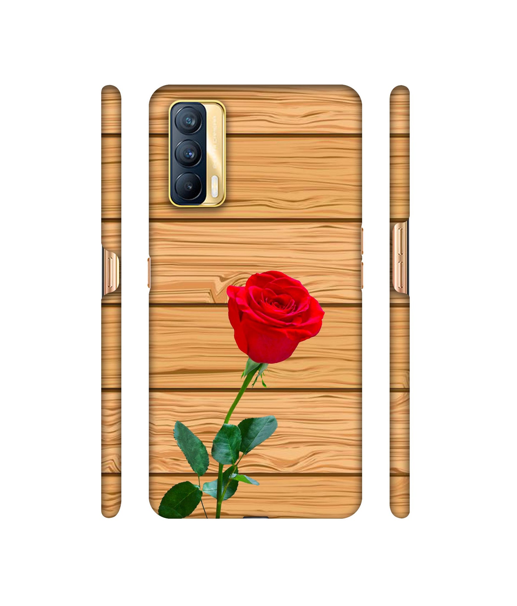 Rose With Wooden Texture Designer Hard Back Cover for Realme X7 5G