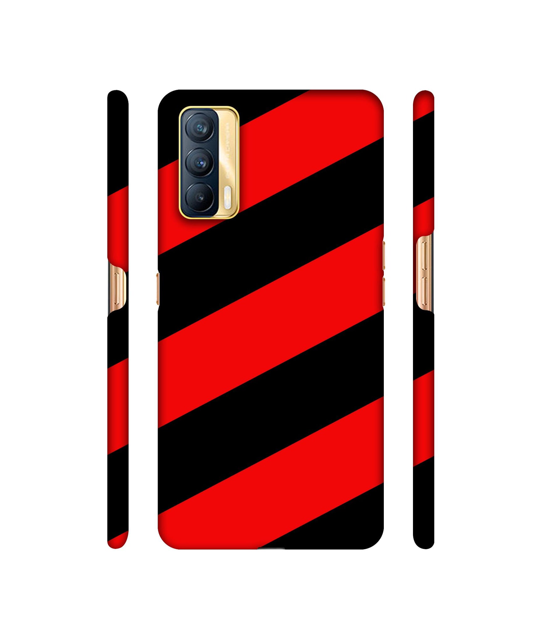 Red and Black Line Designer Hard Back Cover for Realme X7 5G