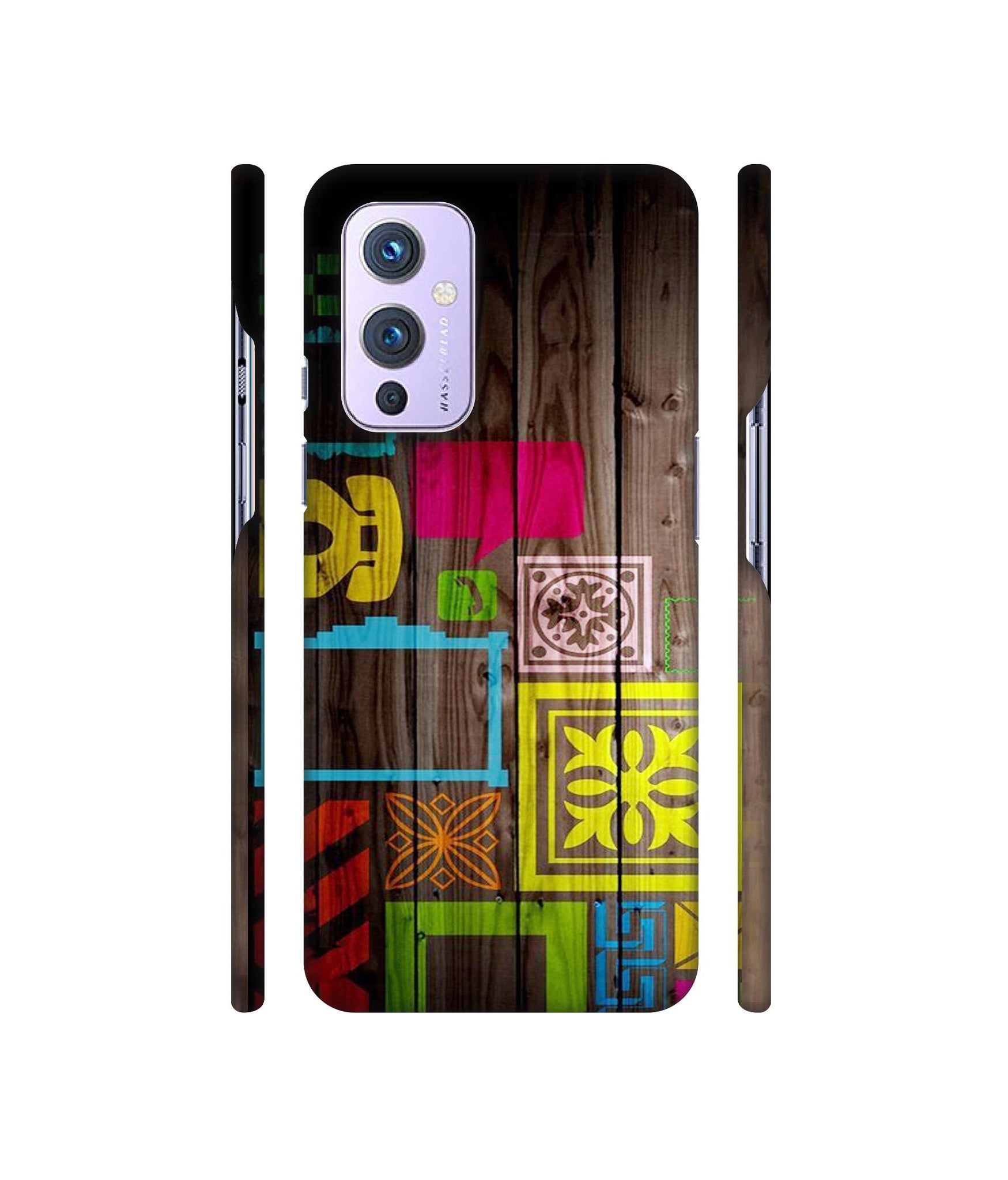 Stamps on Wooden Texture Designer Hard Back Cover for OnePlus 9