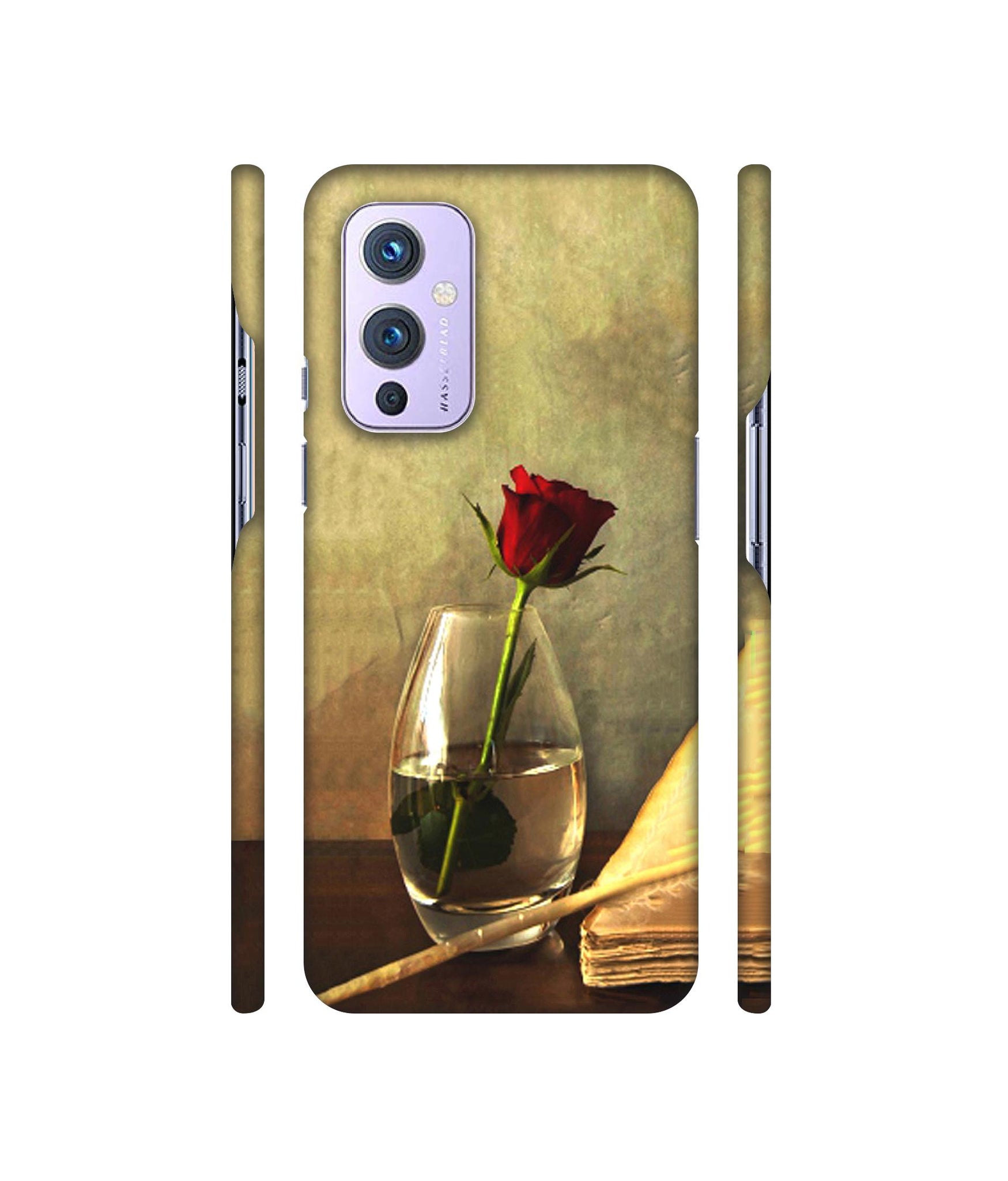 Red Rose in Glass Designer Hard Back Cover for OnePlus 9