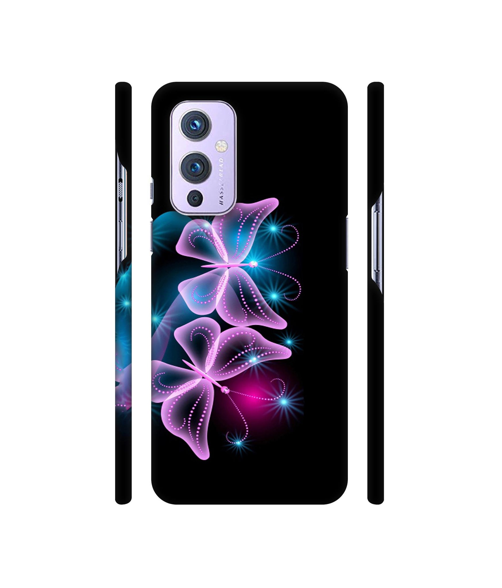 Butterflies Neon Light Designer Hard Back Cover for OnePlus 9