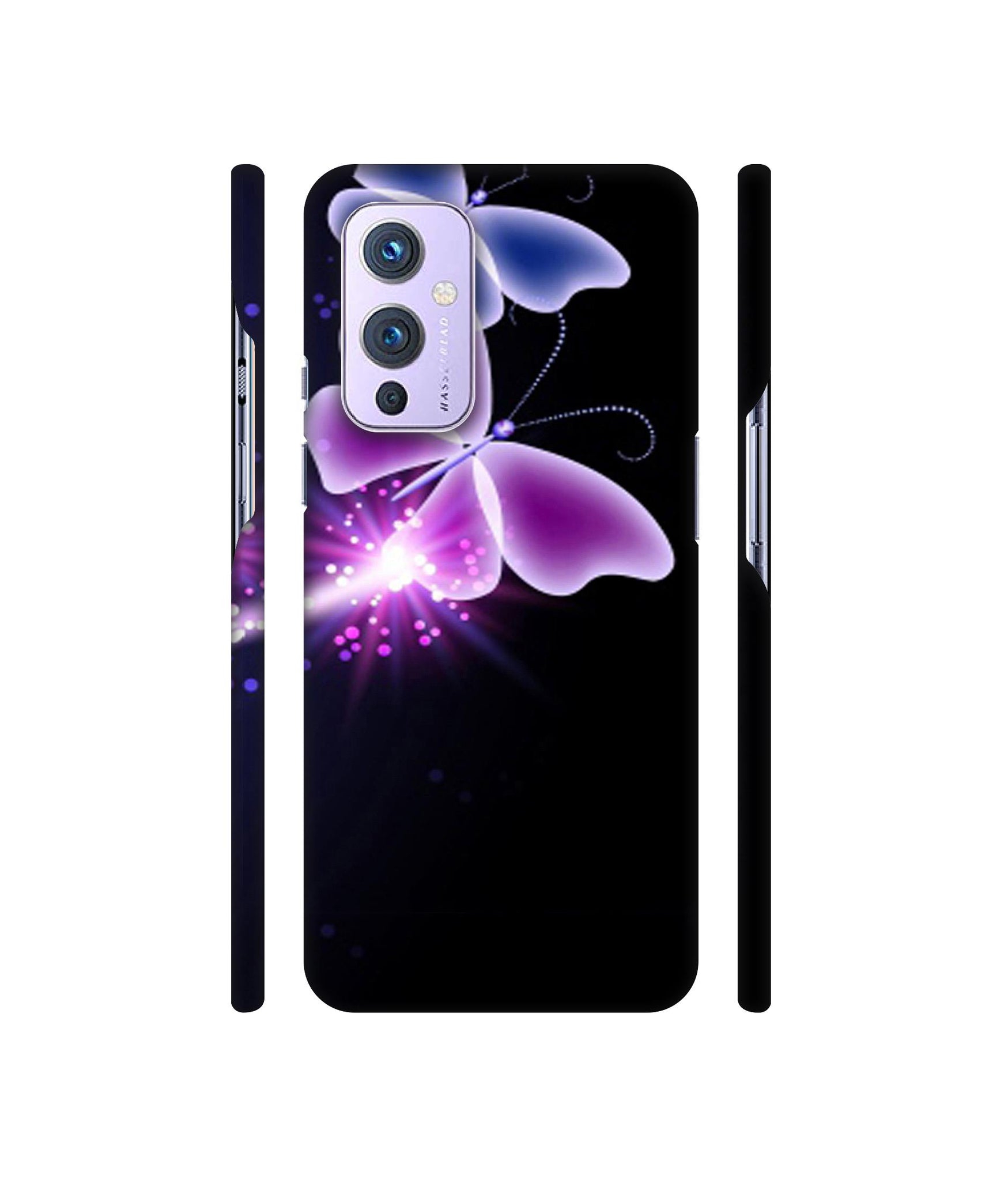 Neon Butterfly Light Abstract Shine Designer Hard Back Cover for OnePlus 9