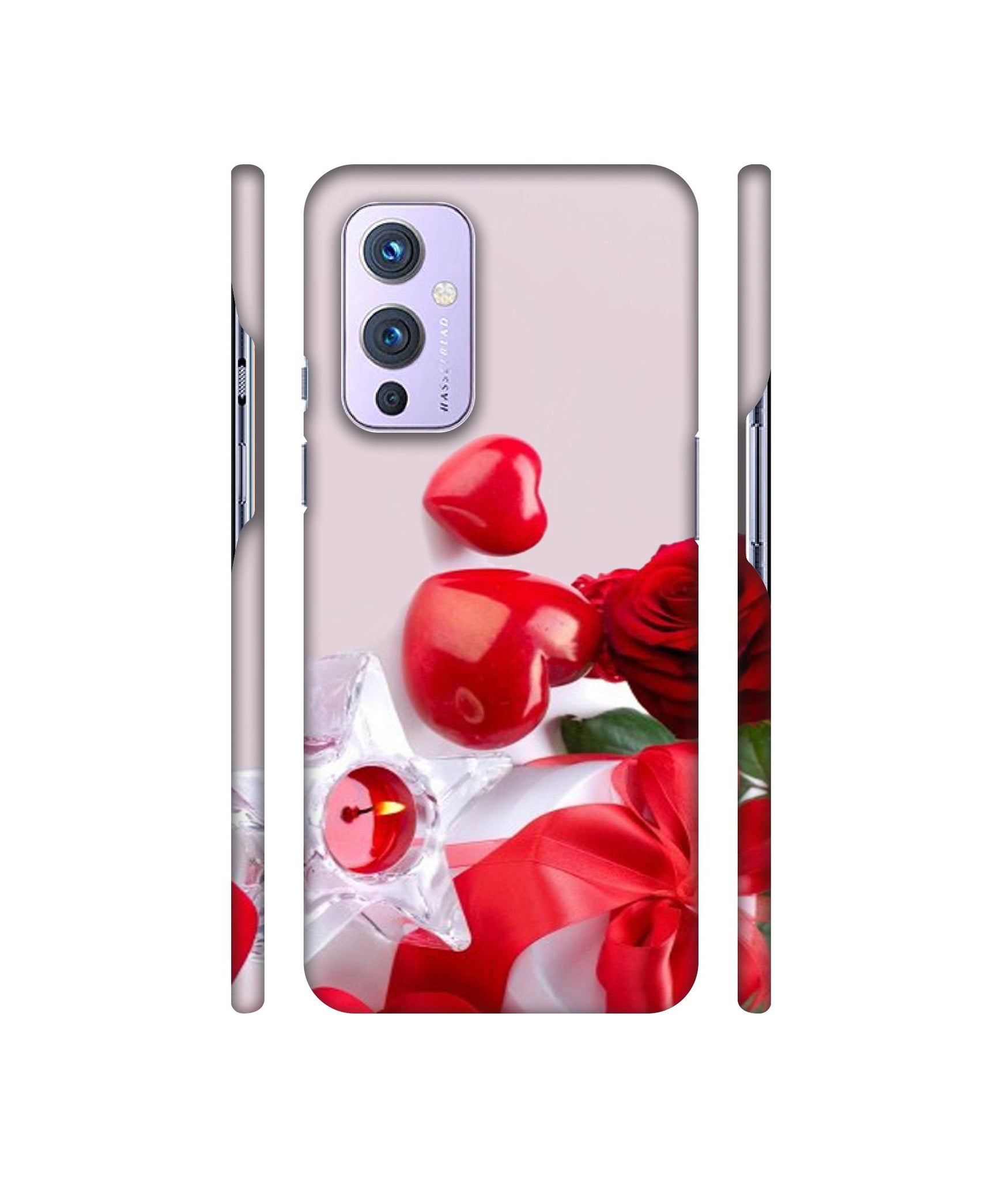 Red Rose Heart Valentines Couple Designer Hard Back Cover for OnePlus 9