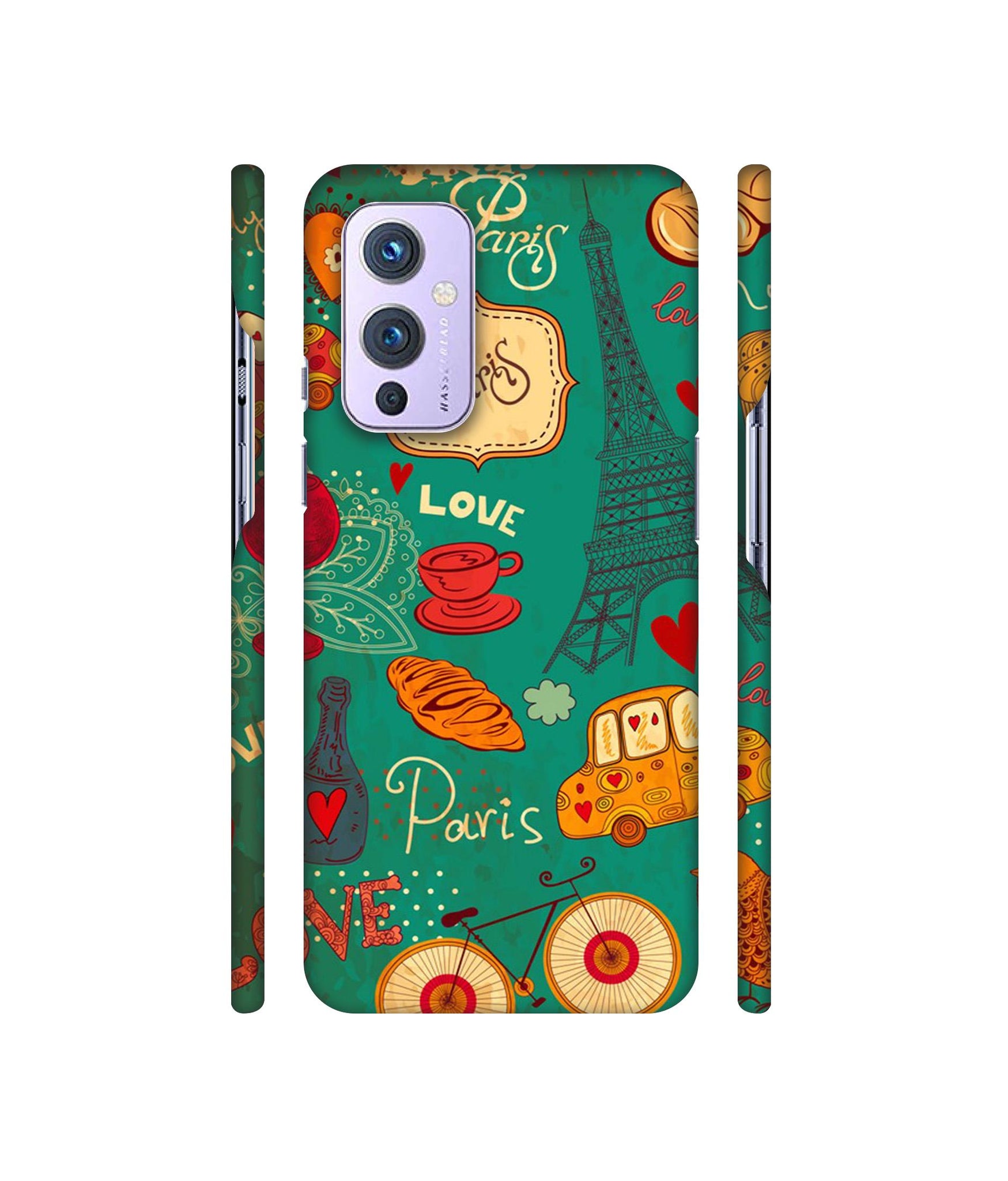 Paris Love Print Designer Hard Back Cover for OnePlus 9