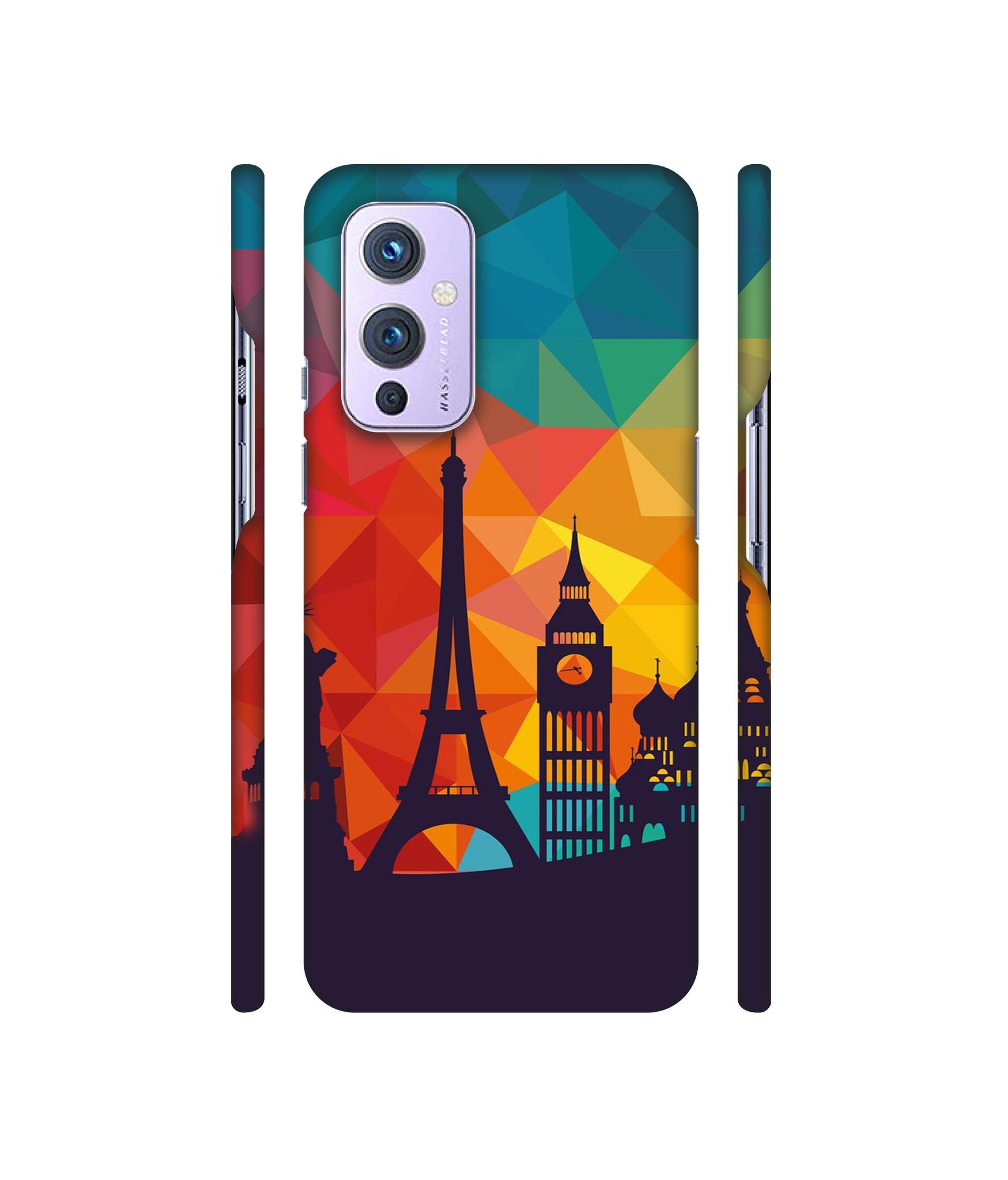 Colored Paris Designer Hard Back Cover for OnePlus 9