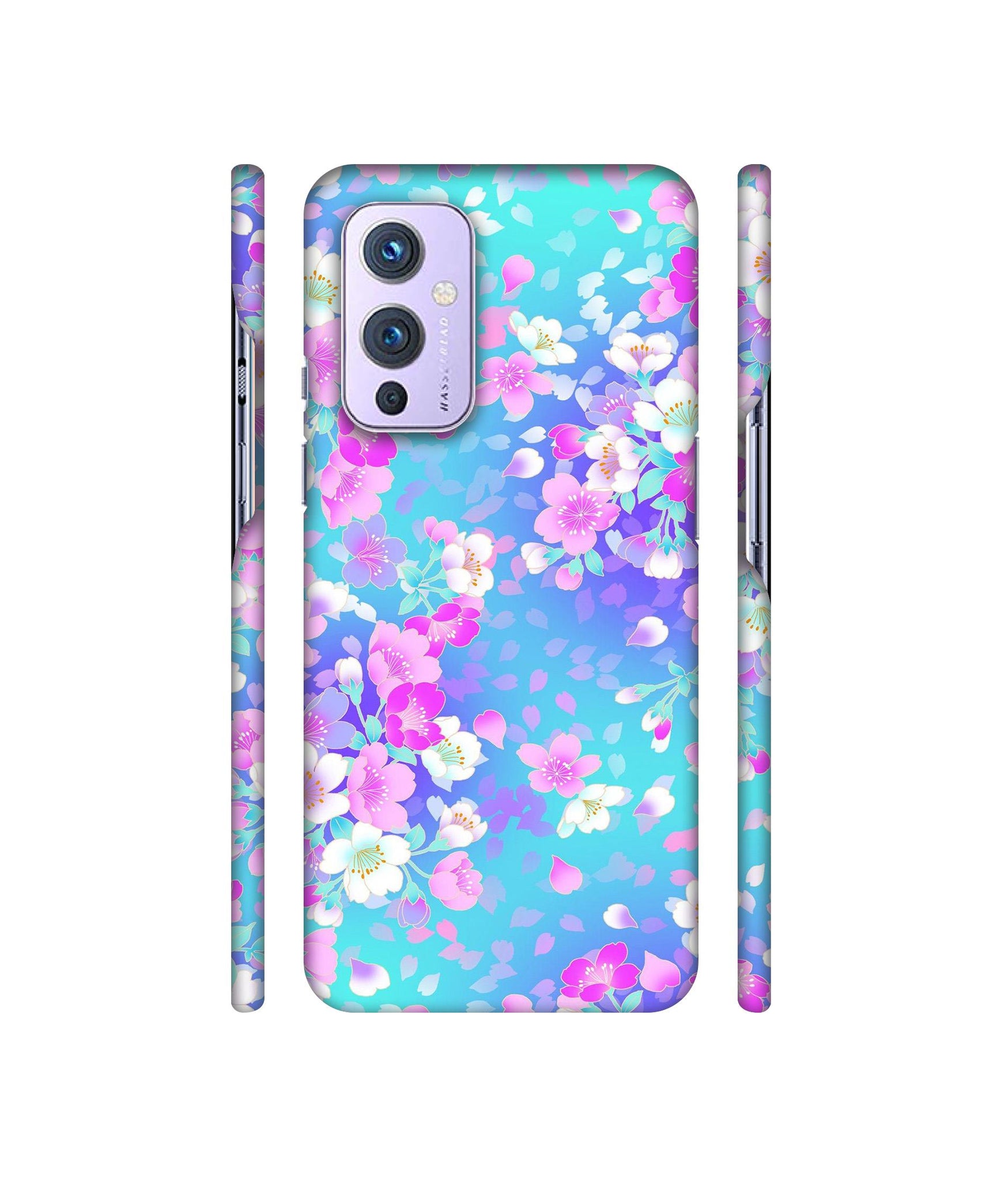 Floral Blue Pattern Designer Hard Back Cover for OnePlus 9