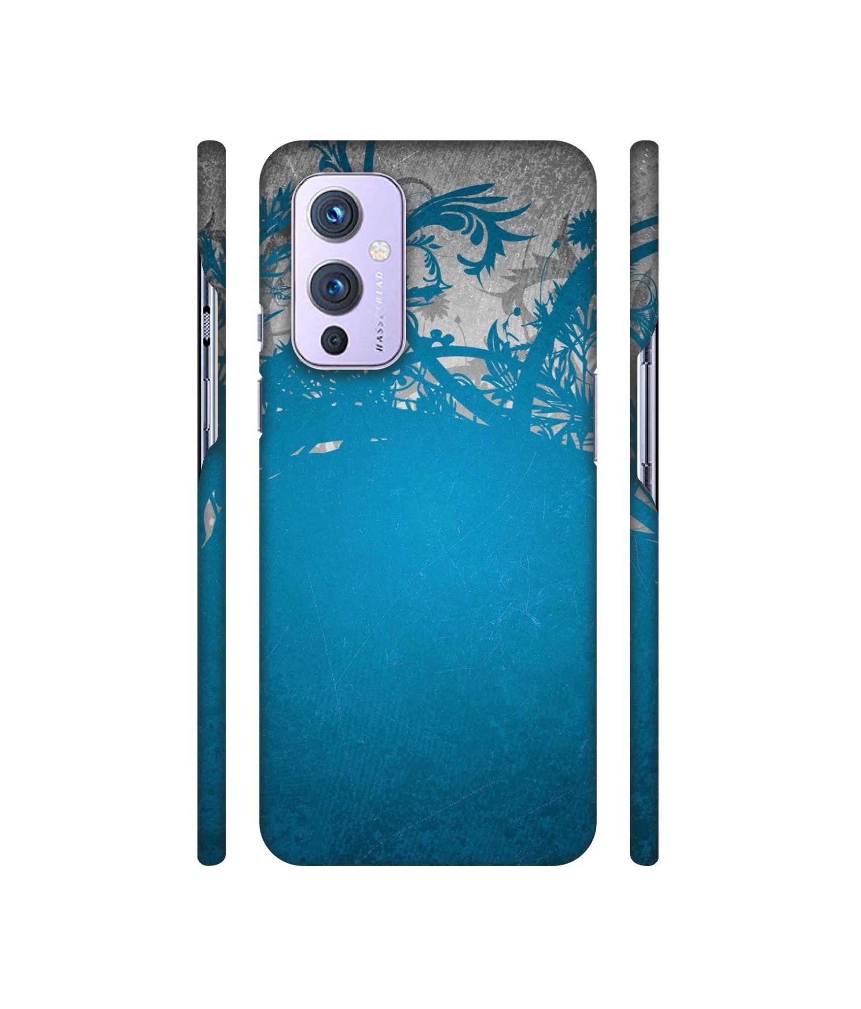 Blue Floral Pattern Designer Hard Back Cover for OnePlus 9