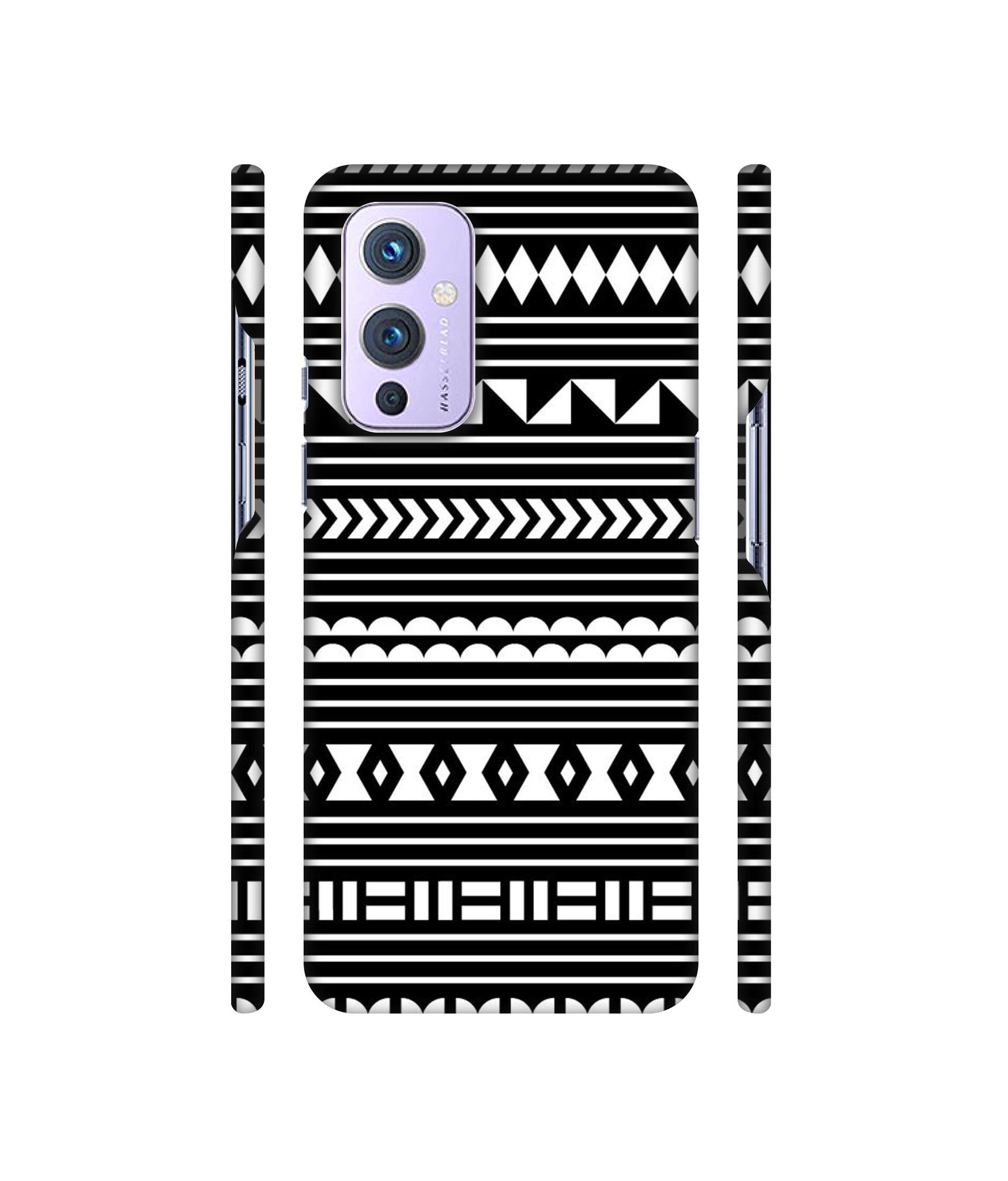 Black Pattern Designer Hard Back Cover for OnePlus 9