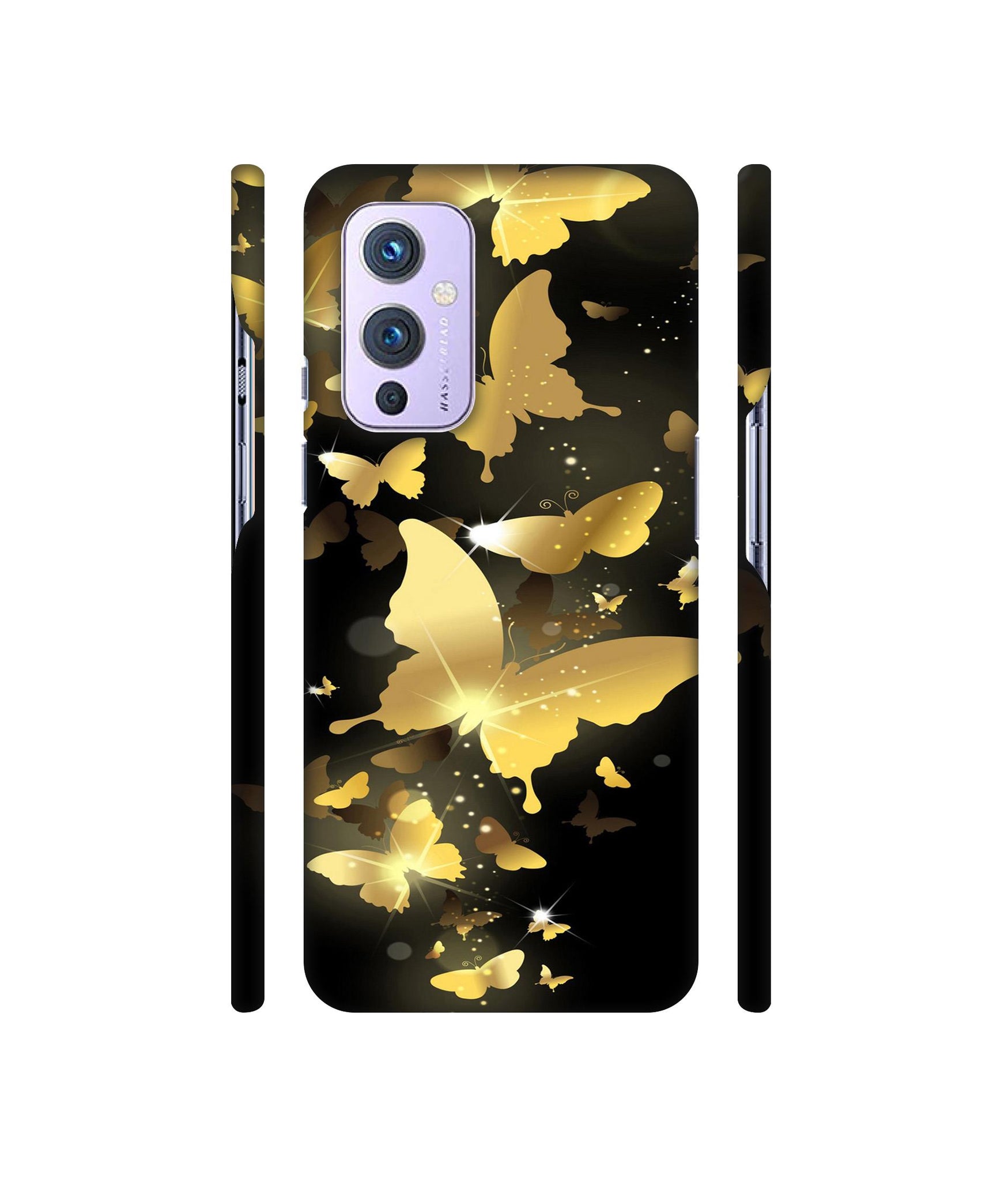 Golden Butterfly Pattern Designer Hard Back Cover for OnePlus 9