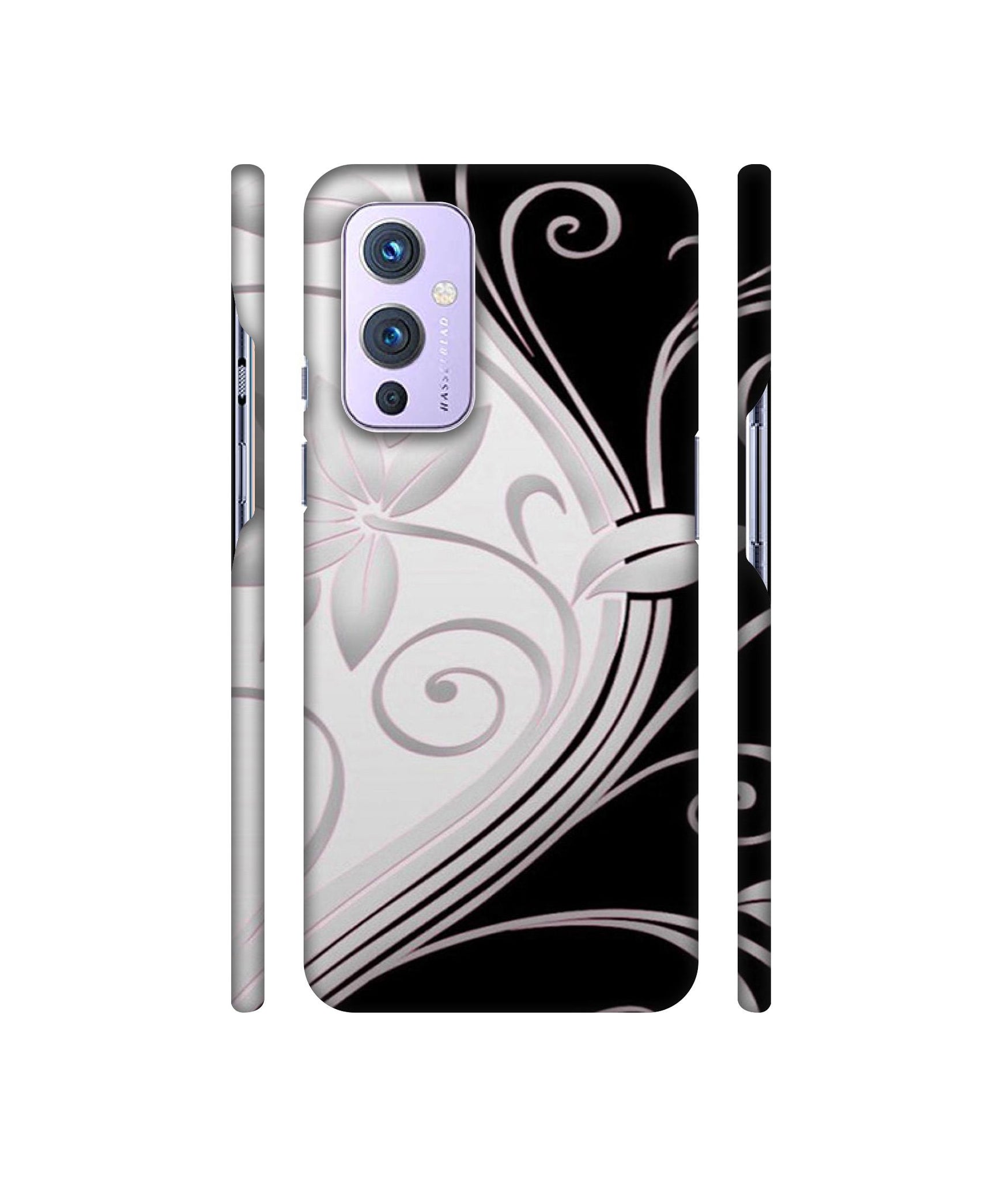 Black And White Flower Designer Hard Back Cover for OnePlus 9