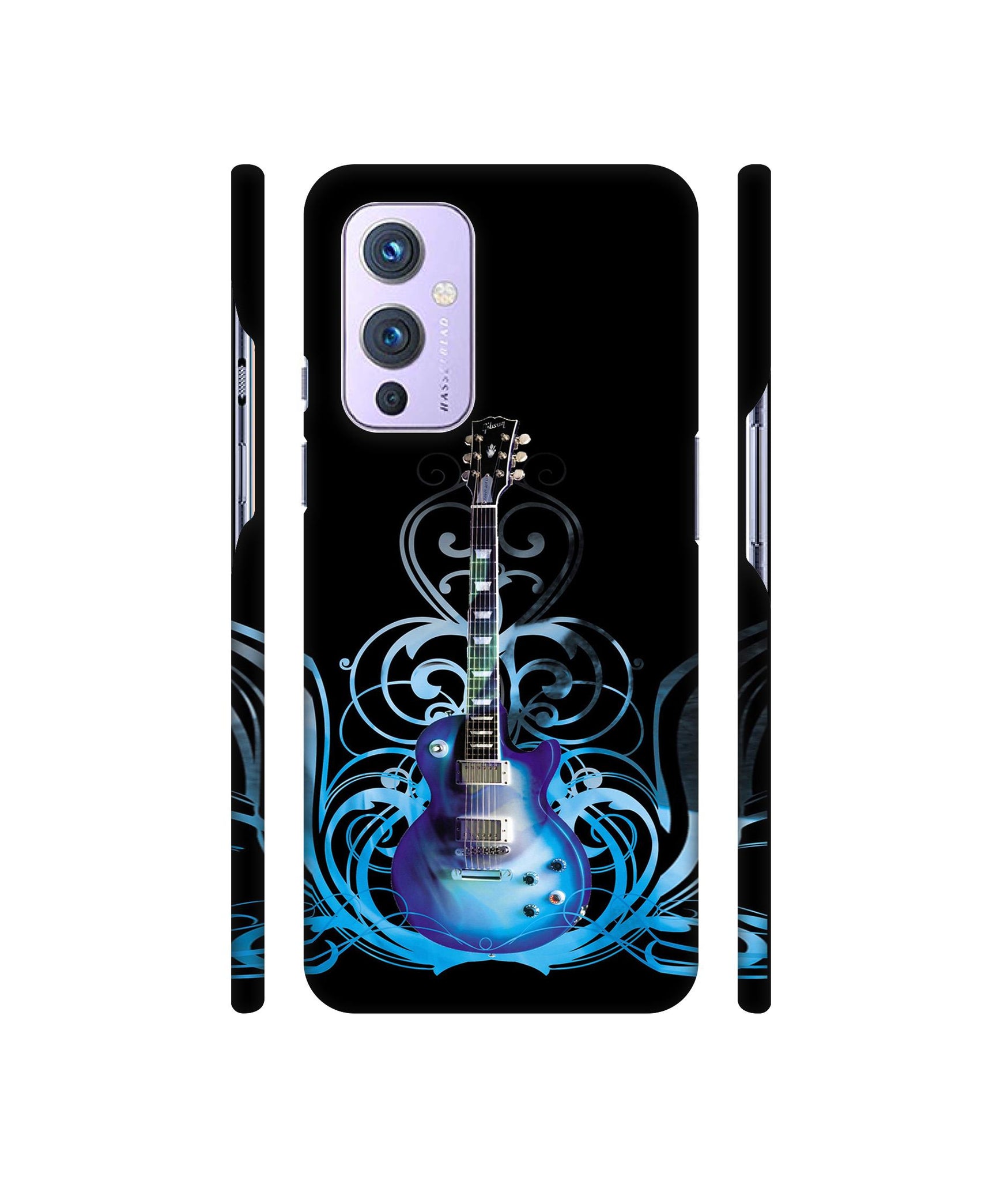 Guitar In Blue Pattern Designer Hard Back Cover for OnePlus 9