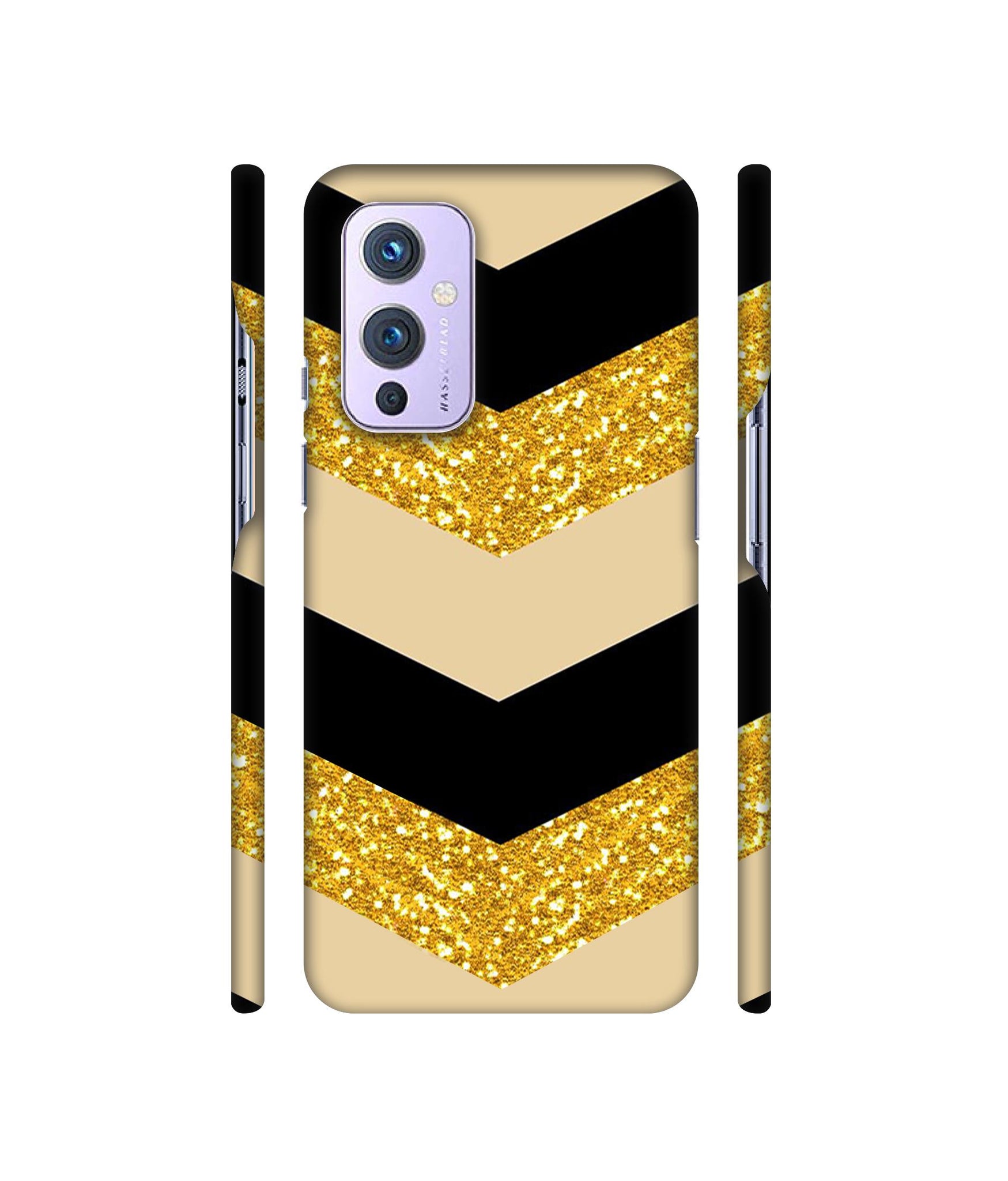 Black & Gold Designer Hard Back Cover for OnePlus 9