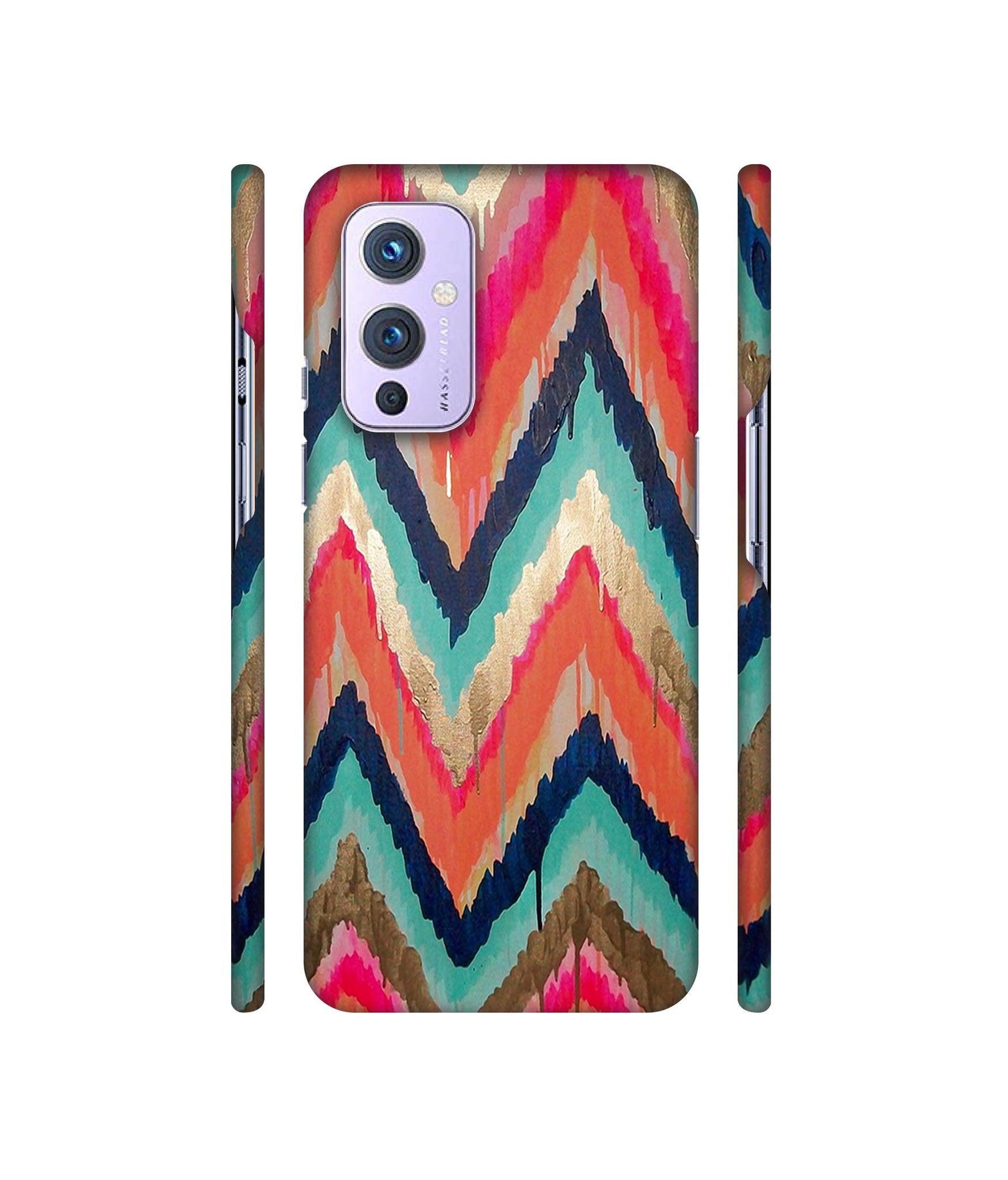 Colorful Zig-Zag Lines Art Designer Hard Back Cover for OnePlus 9