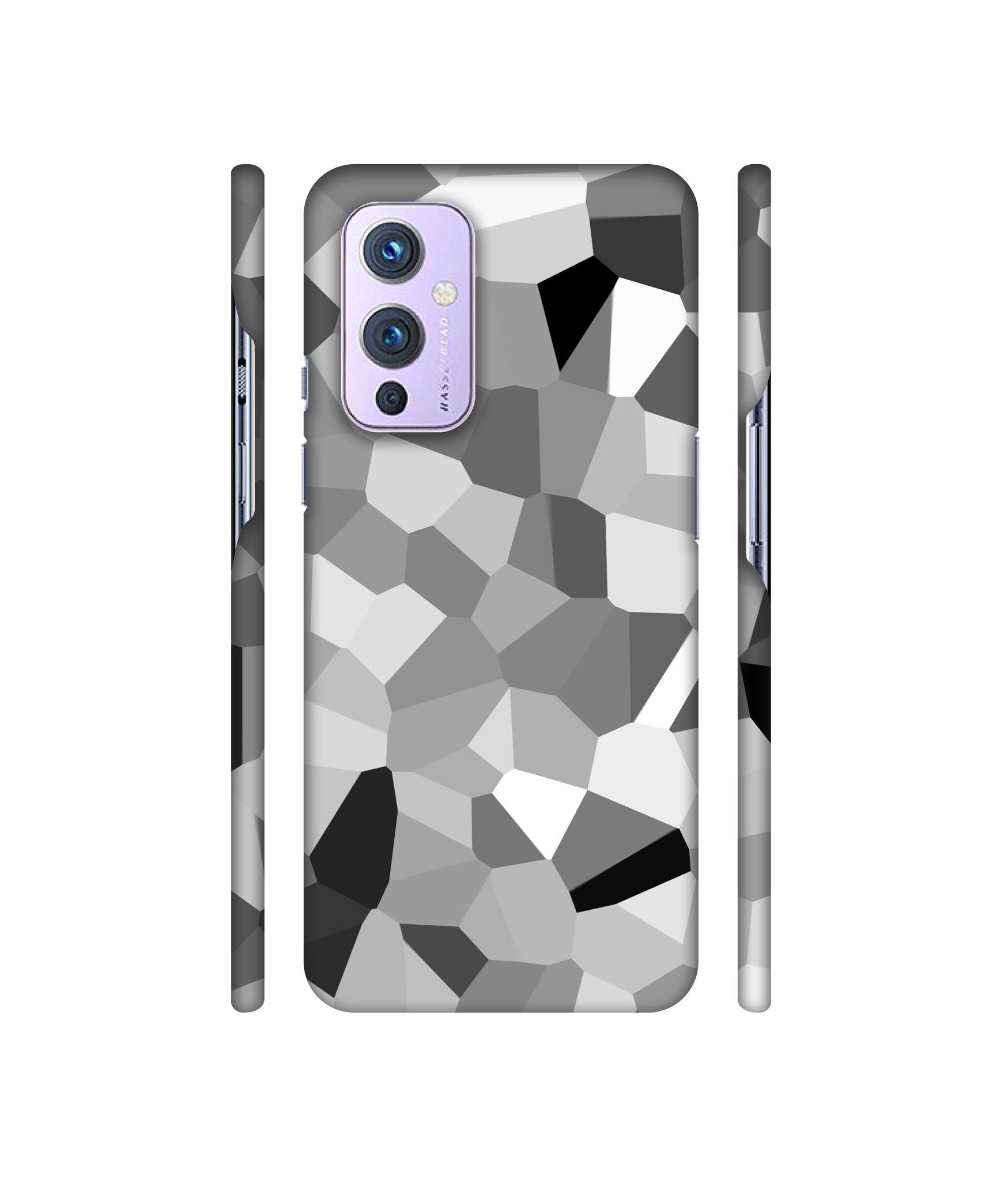 Black & White Mathematical Shape Designer Hard Back Cover for OnePlus 9