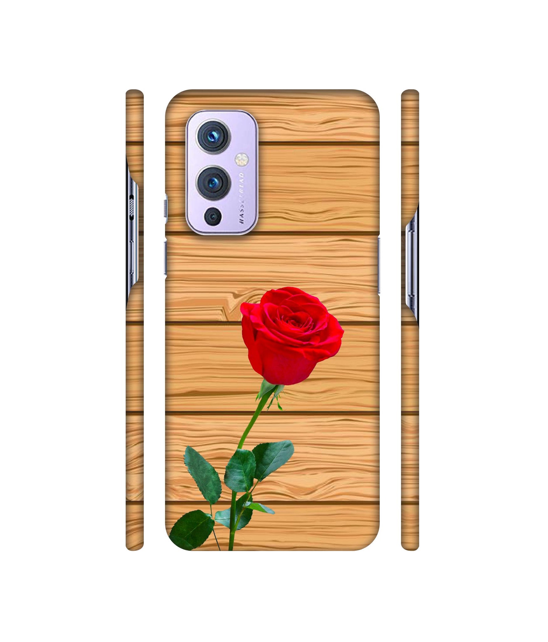 Rose With Wooden Texture Designer Hard Back Cover for OnePlus 9